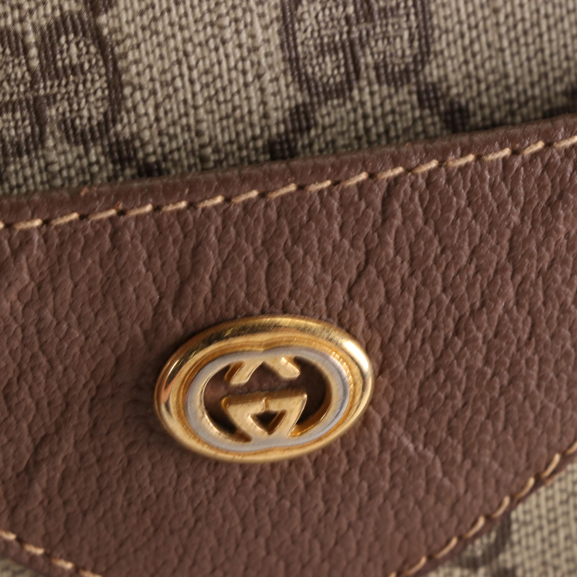 Gucci Accessory Collection GG Supreme and Leather Tote with Web Strap