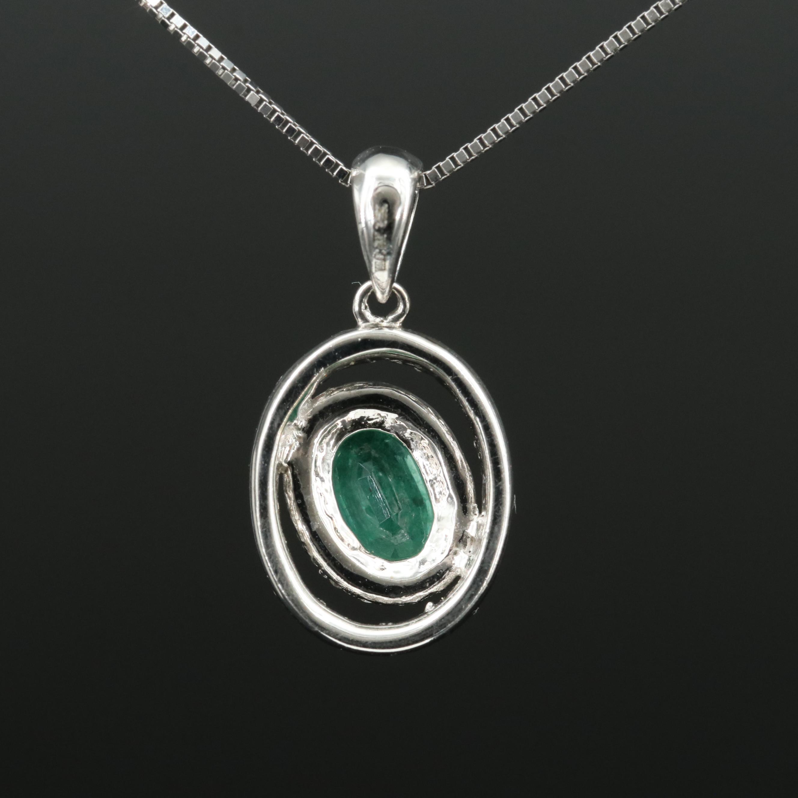 14K Emerald and Diamond Pendant Necklace