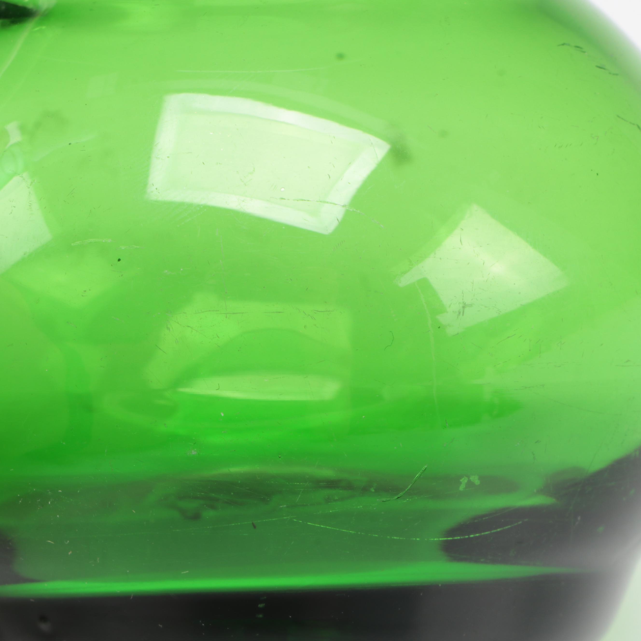 Mid Century Modern Green Blown Glass Vase with Pitchers