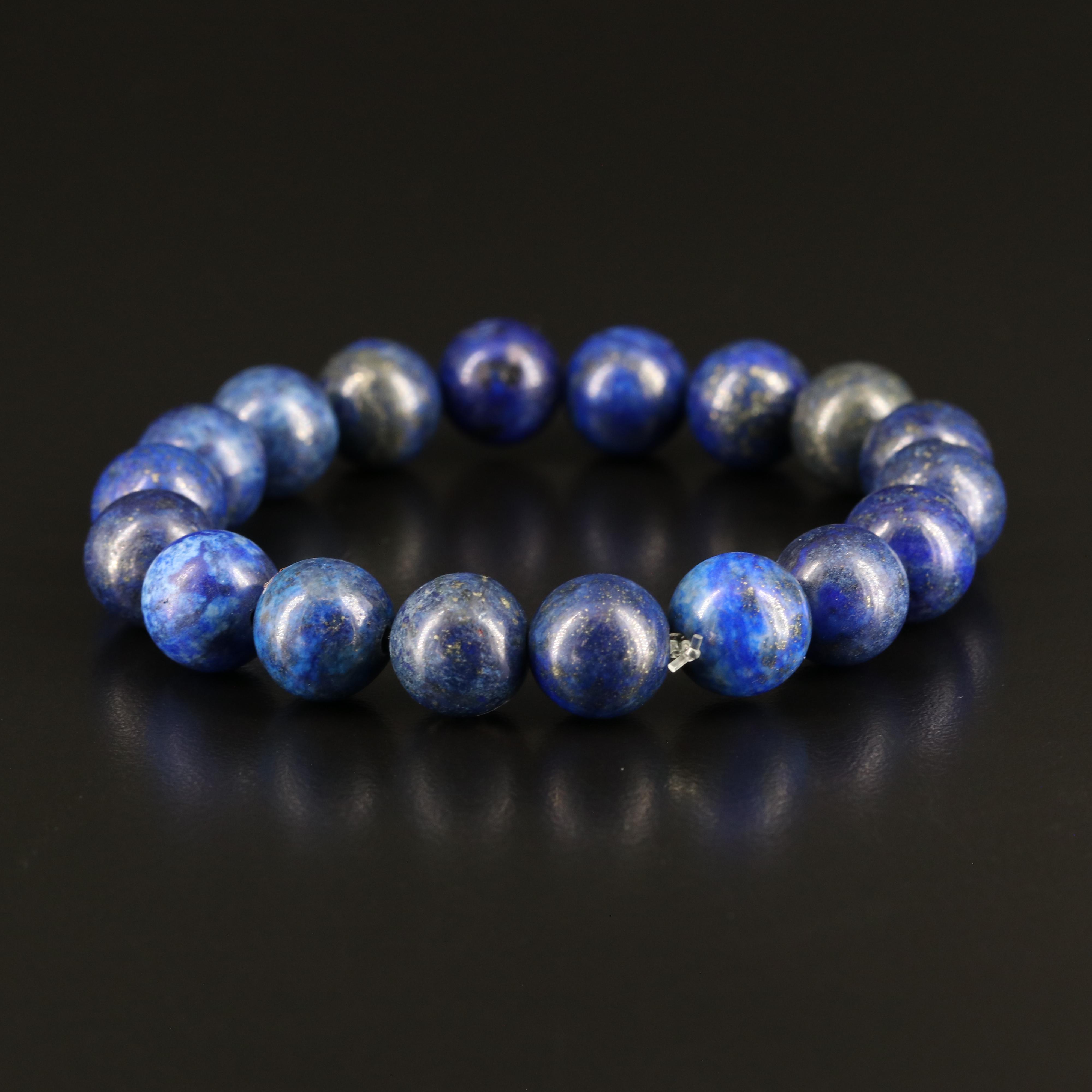 Lapis Lazuli Bracelet and 14K Stud Earrings