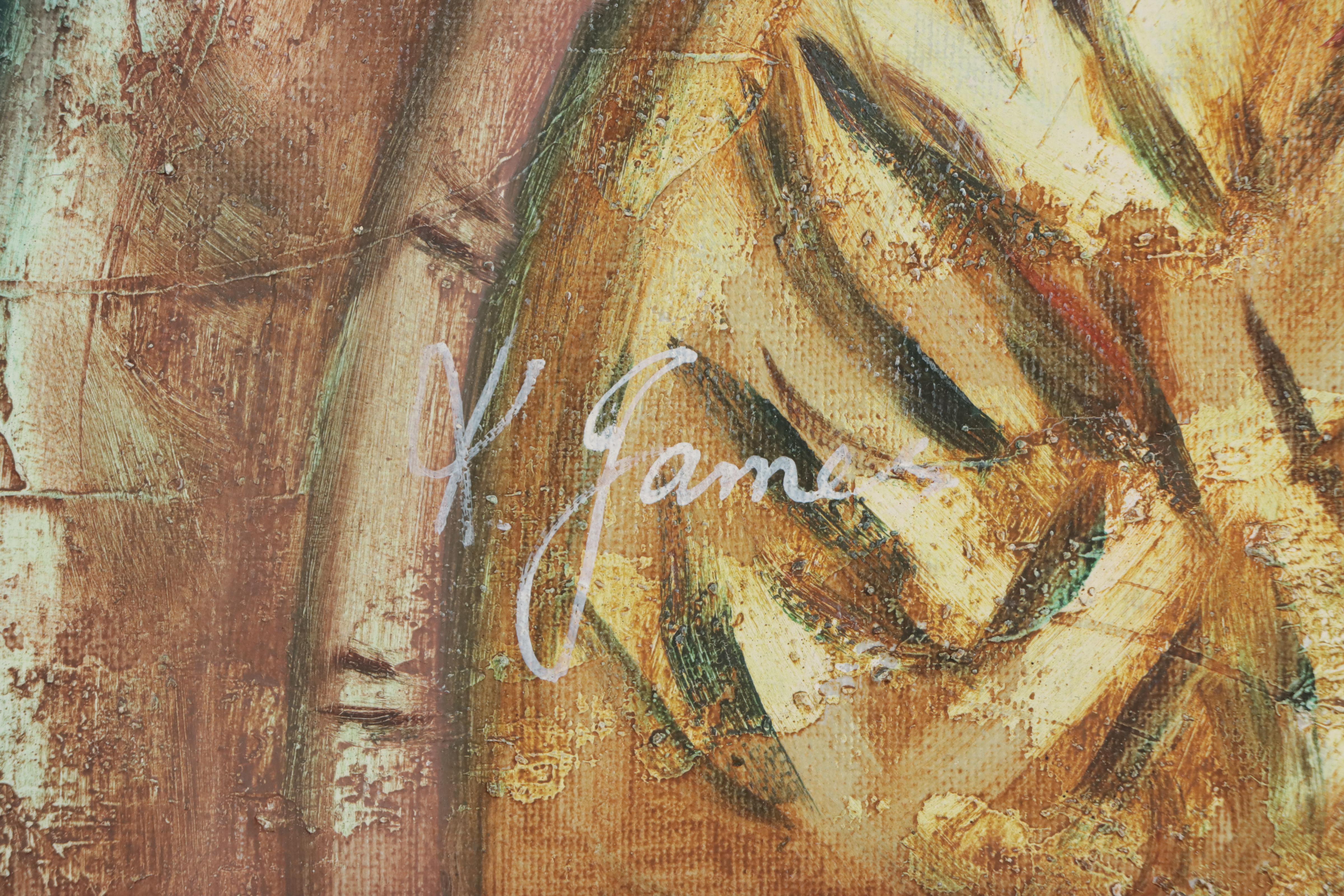 K. James Acrylic Painting of Figure