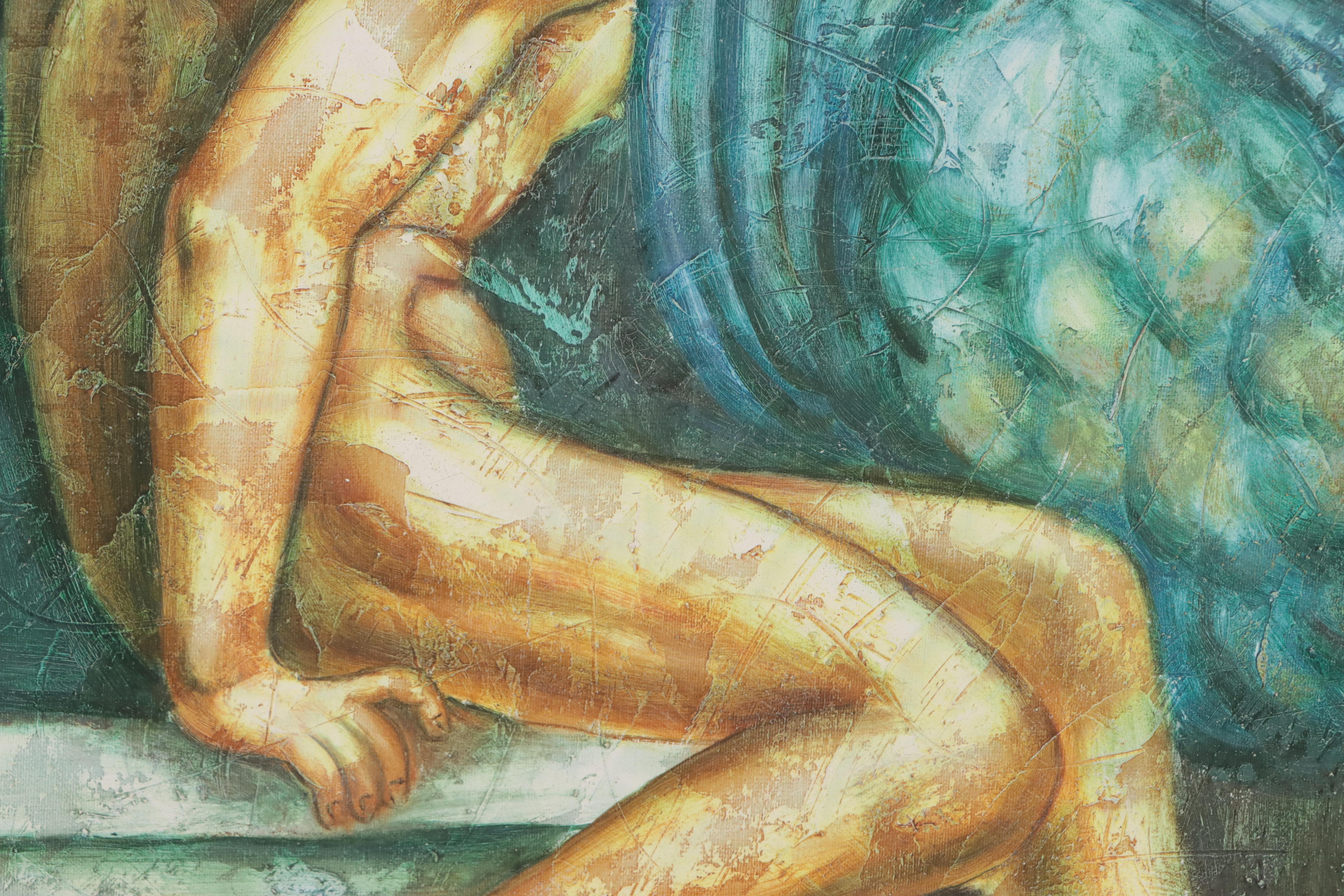 K. James Acrylic Painting of Figure