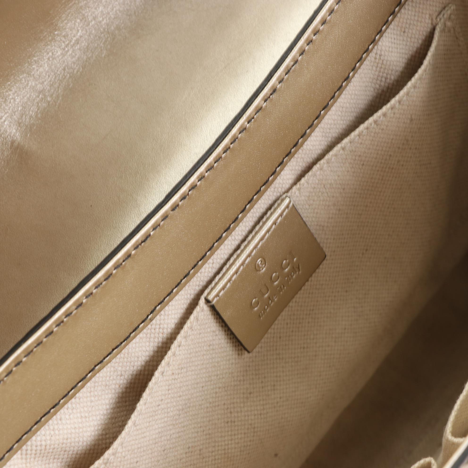 Gucci Emily Chain Shoulder Bag Medium in Metallic Guccissima Leather with Tassel