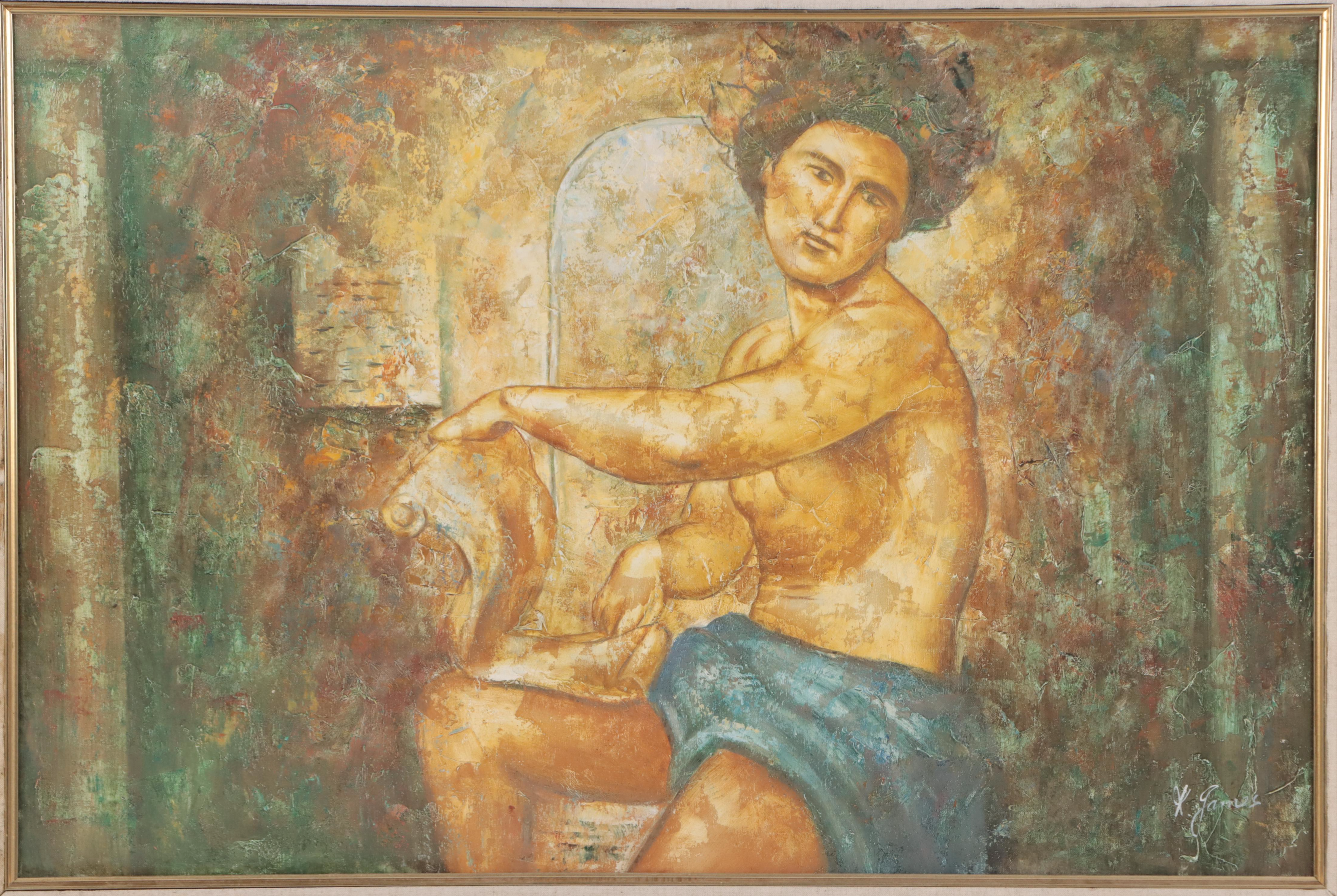 K. James Acrylic Painting of Figure