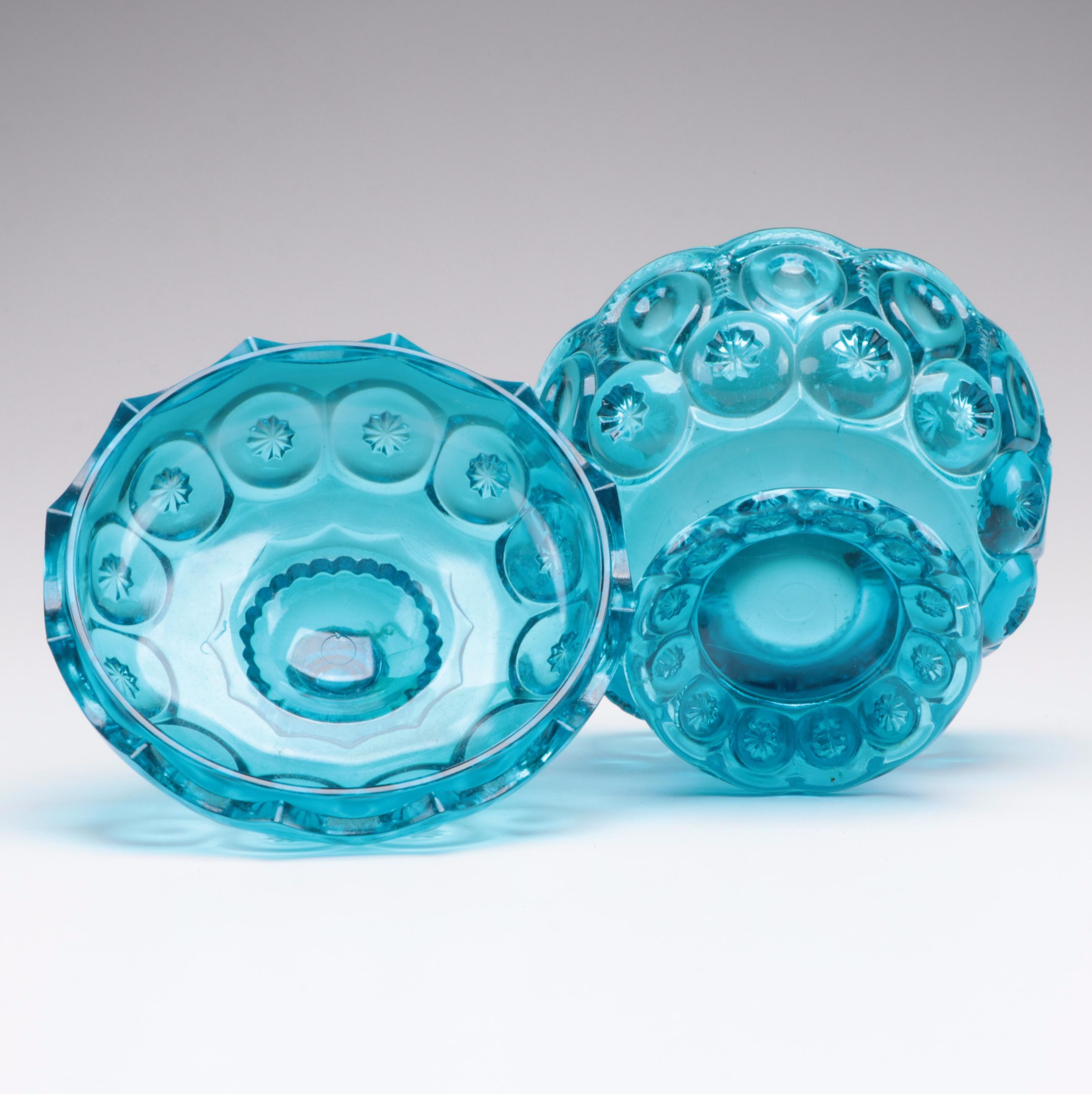 Blue Moon and Star Candy Dish with Other Glassware, 20th Century