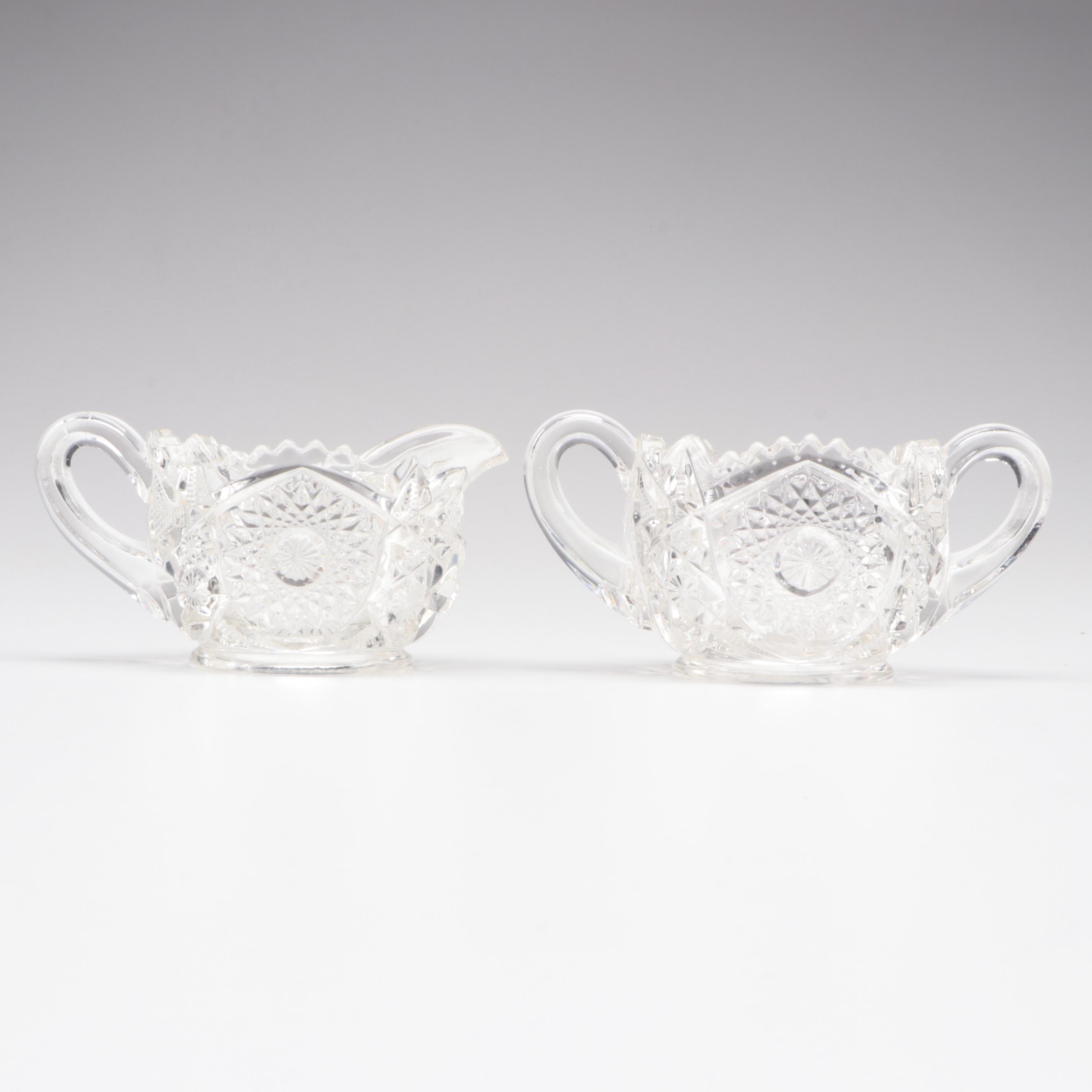 Blue Moon and Star Candy Dish with Other Glassware, 20th Century