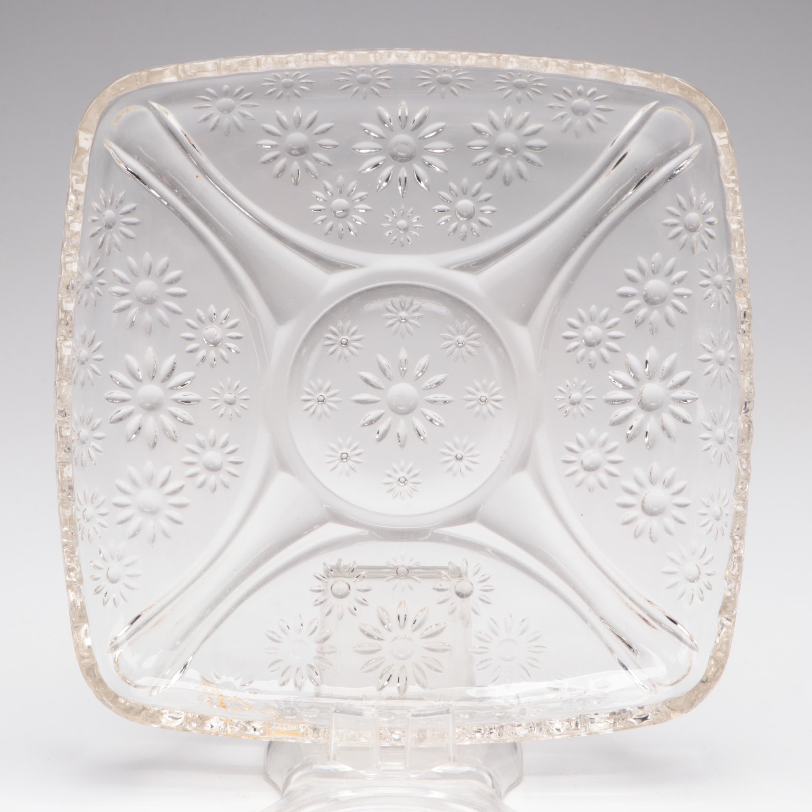 Blue Moon and Star Candy Dish with Other Glassware, 20th Century