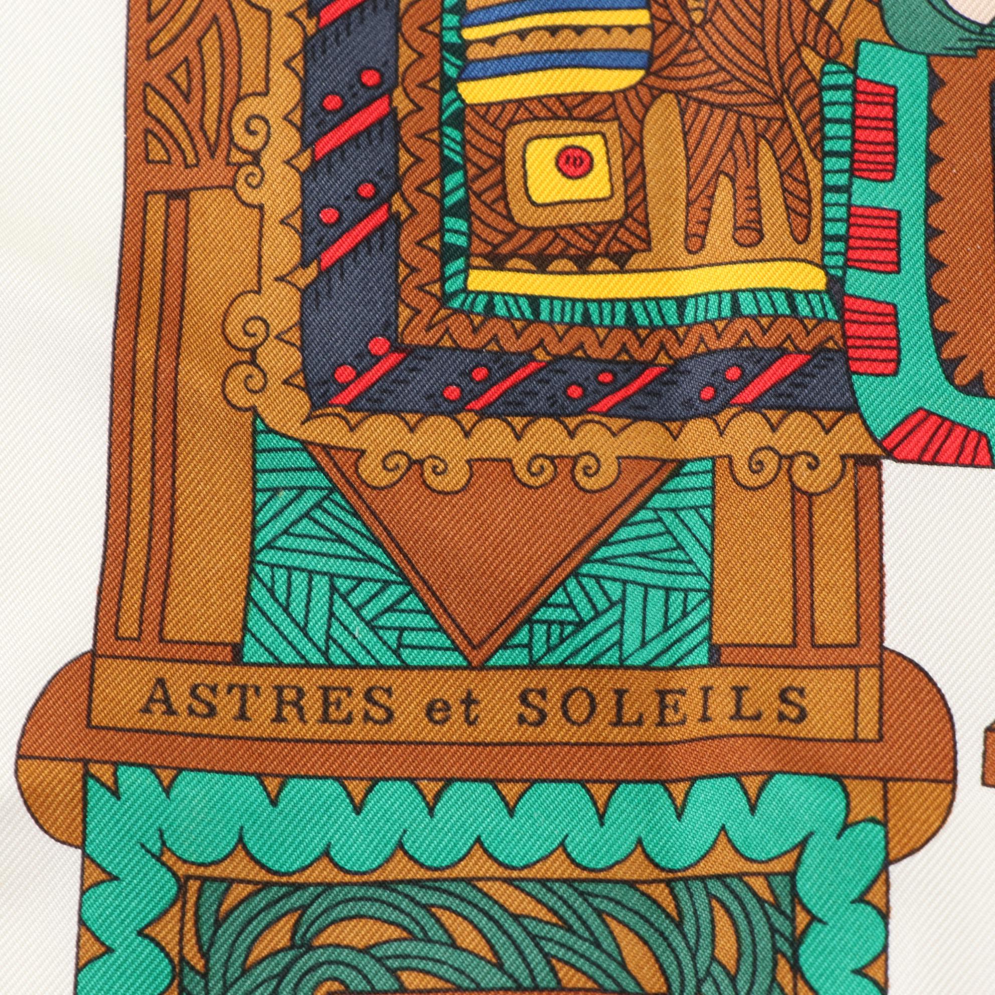 Hermès "Astres et Soleils" Scarf 90 in Silk Twill