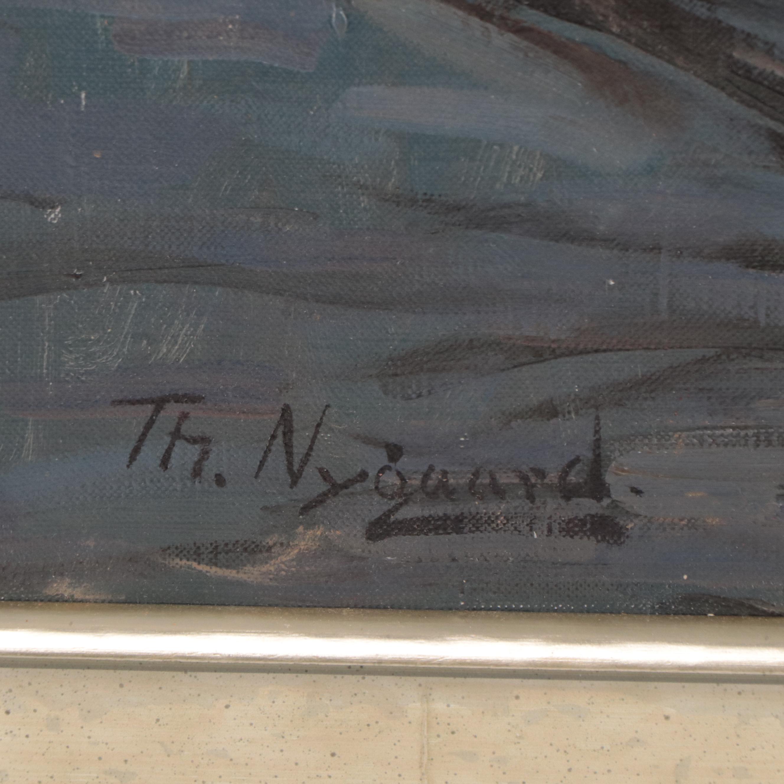 Theodor Nygaard Copenhagen Canal Scene Oil Painting