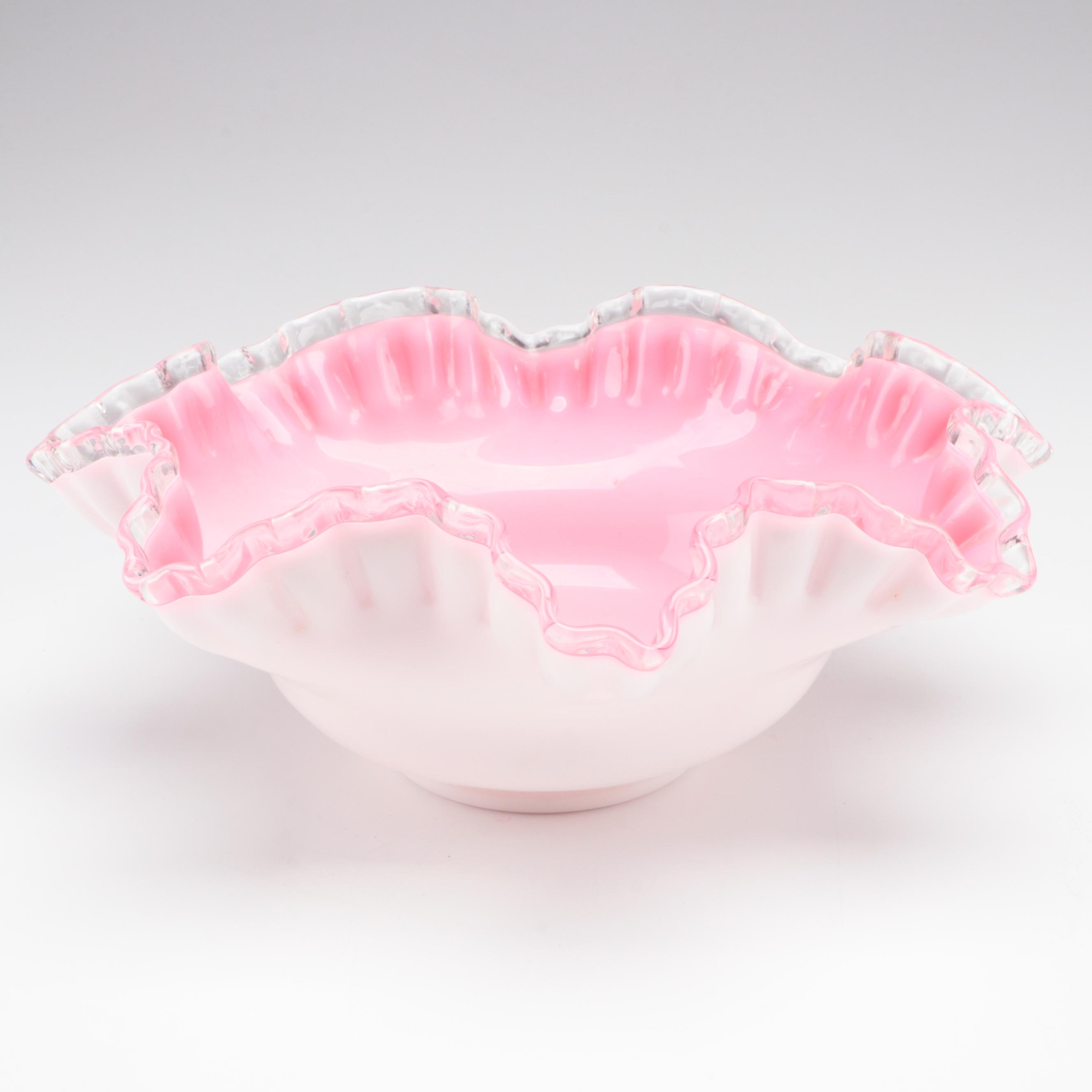 Silver Crest Cased Glass Bowl and Compote and Other Tableware