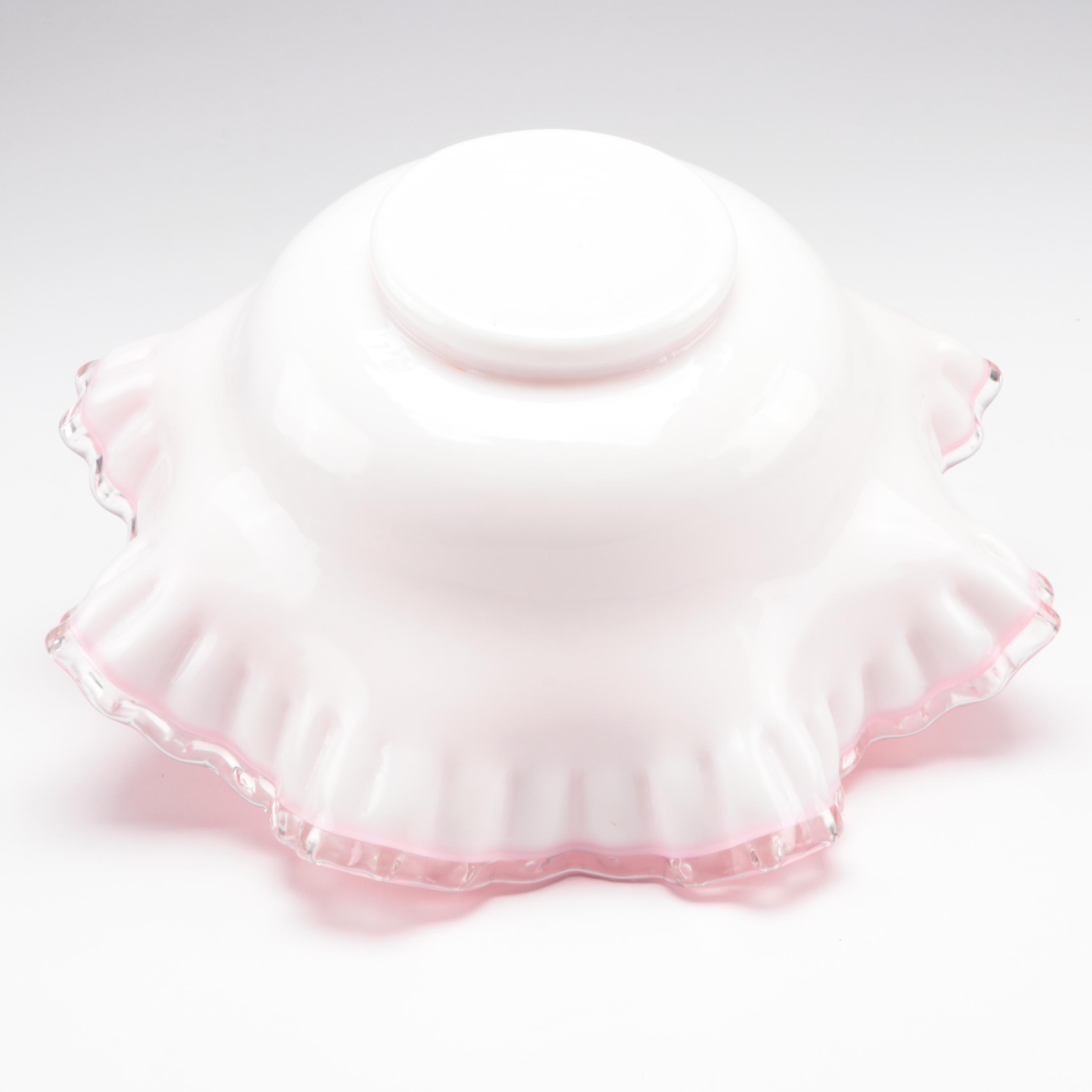 Silver Crest Cased Glass Bowl and Compote and Other Tableware