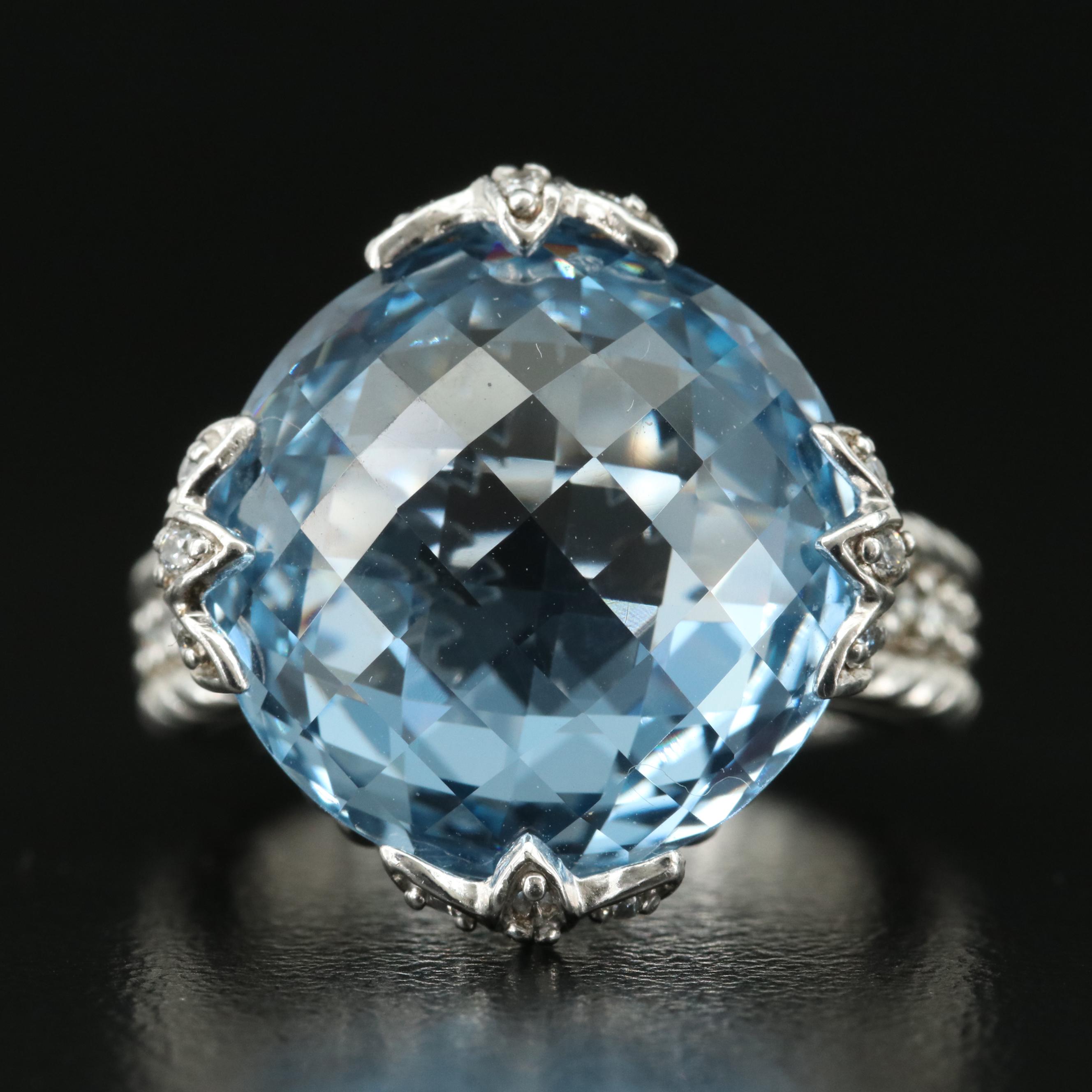 Judith Ripka Sterling Topaz and Cubic Zirconia Ring