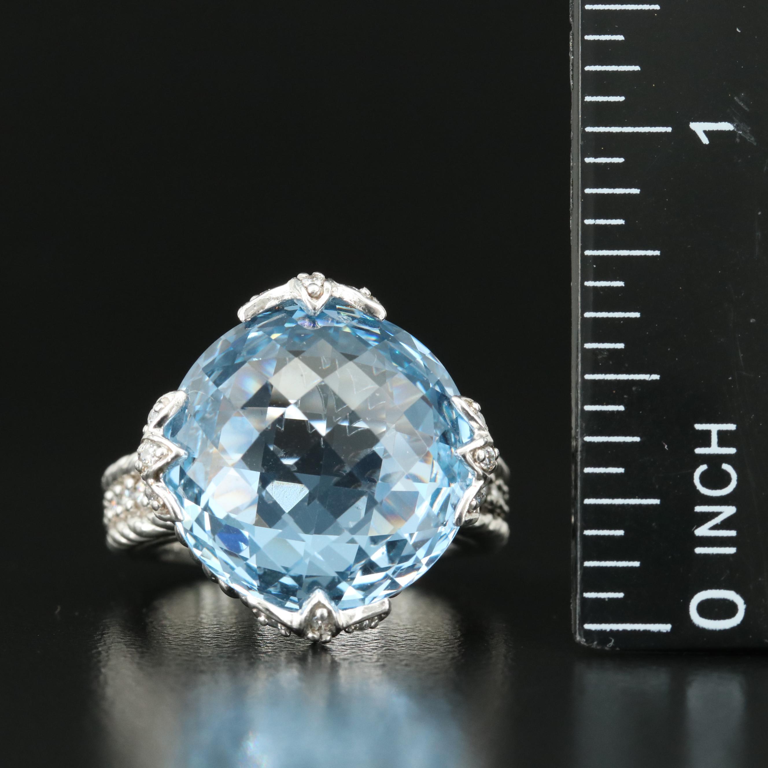 Judith Ripka Sterling Topaz and Cubic Zirconia Ring