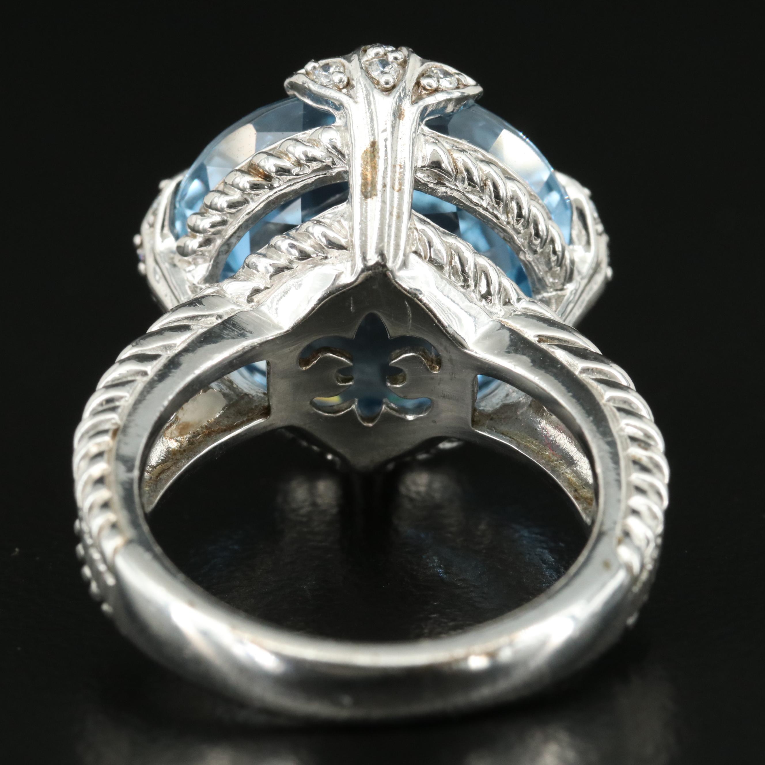 Judith Ripka Sterling Topaz and Cubic Zirconia Ring