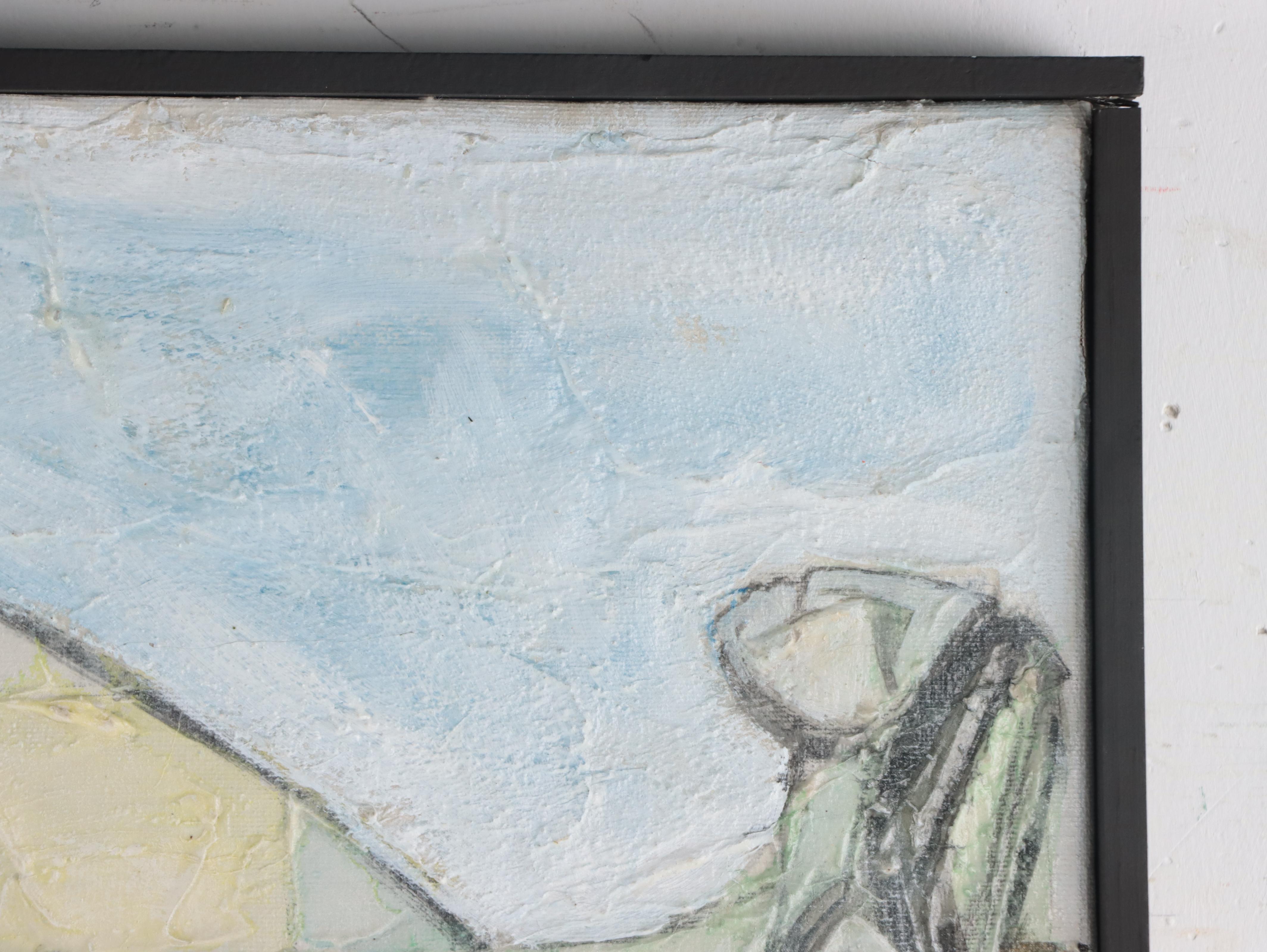 Modenist Mixed Media Painting of Reclining Figures