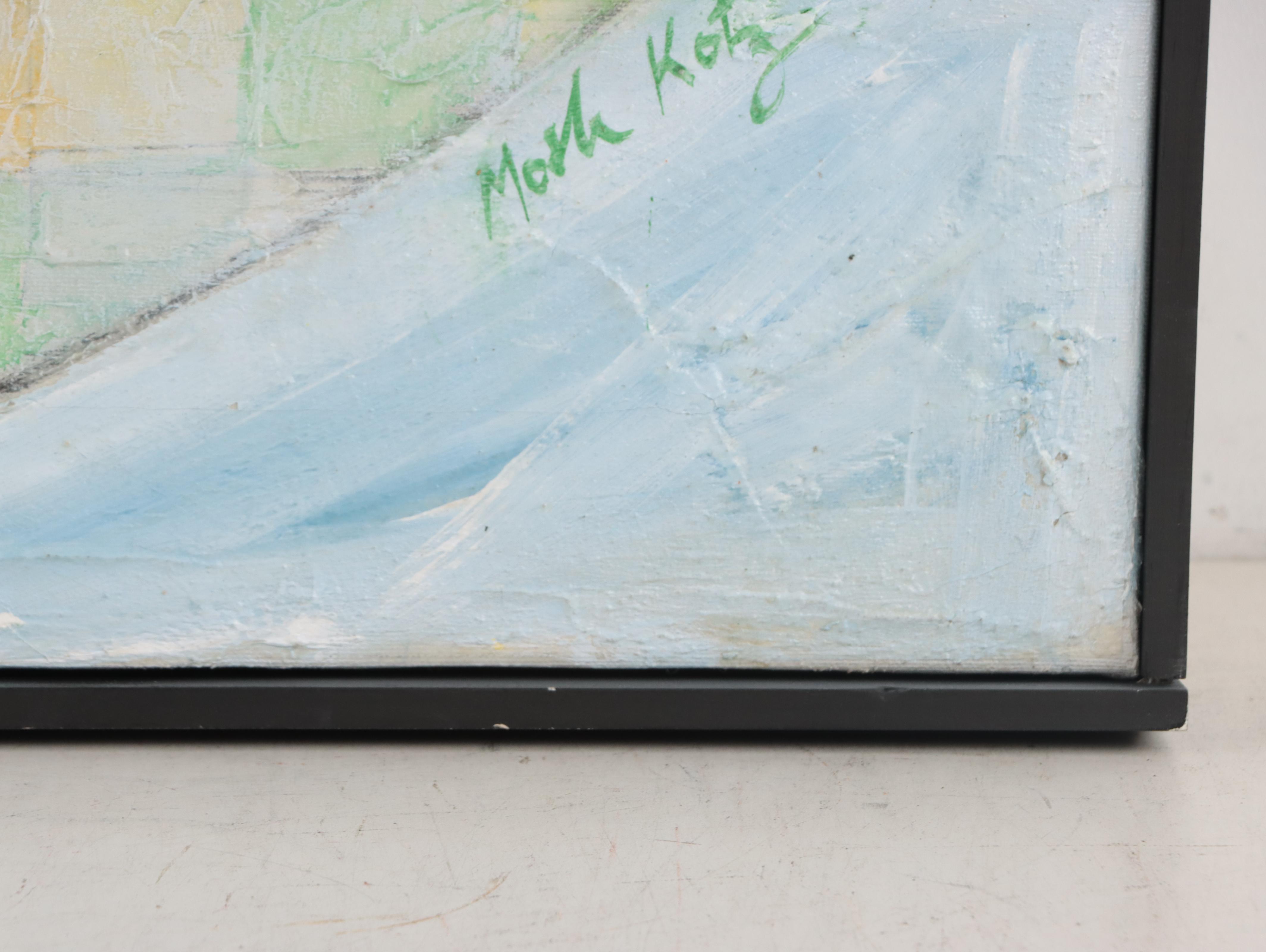 Modenist Mixed Media Painting of Reclining Figures