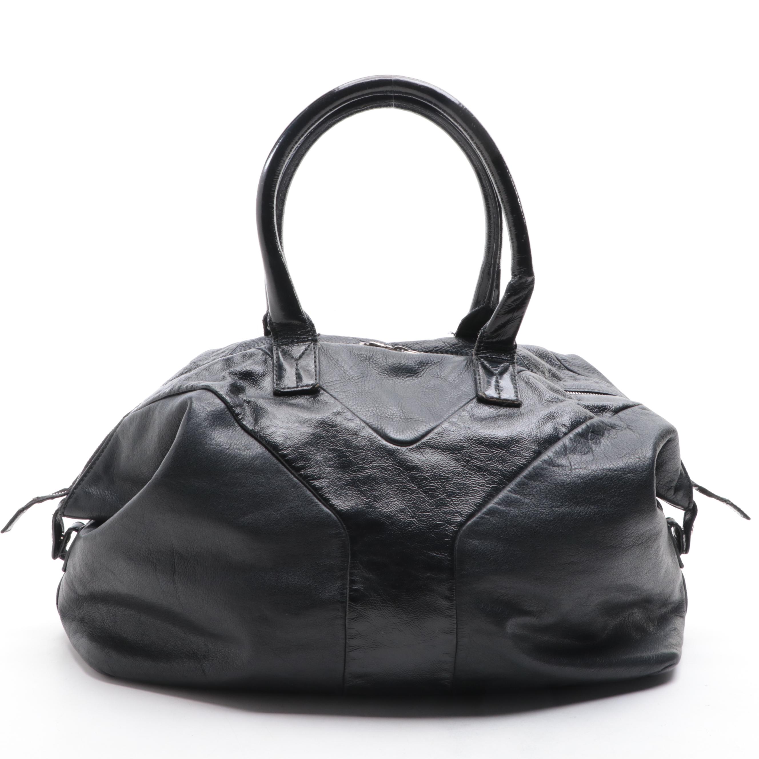 Yves Saint Laurent Easy Y Tote Bag in Black Textured and Patent Leather