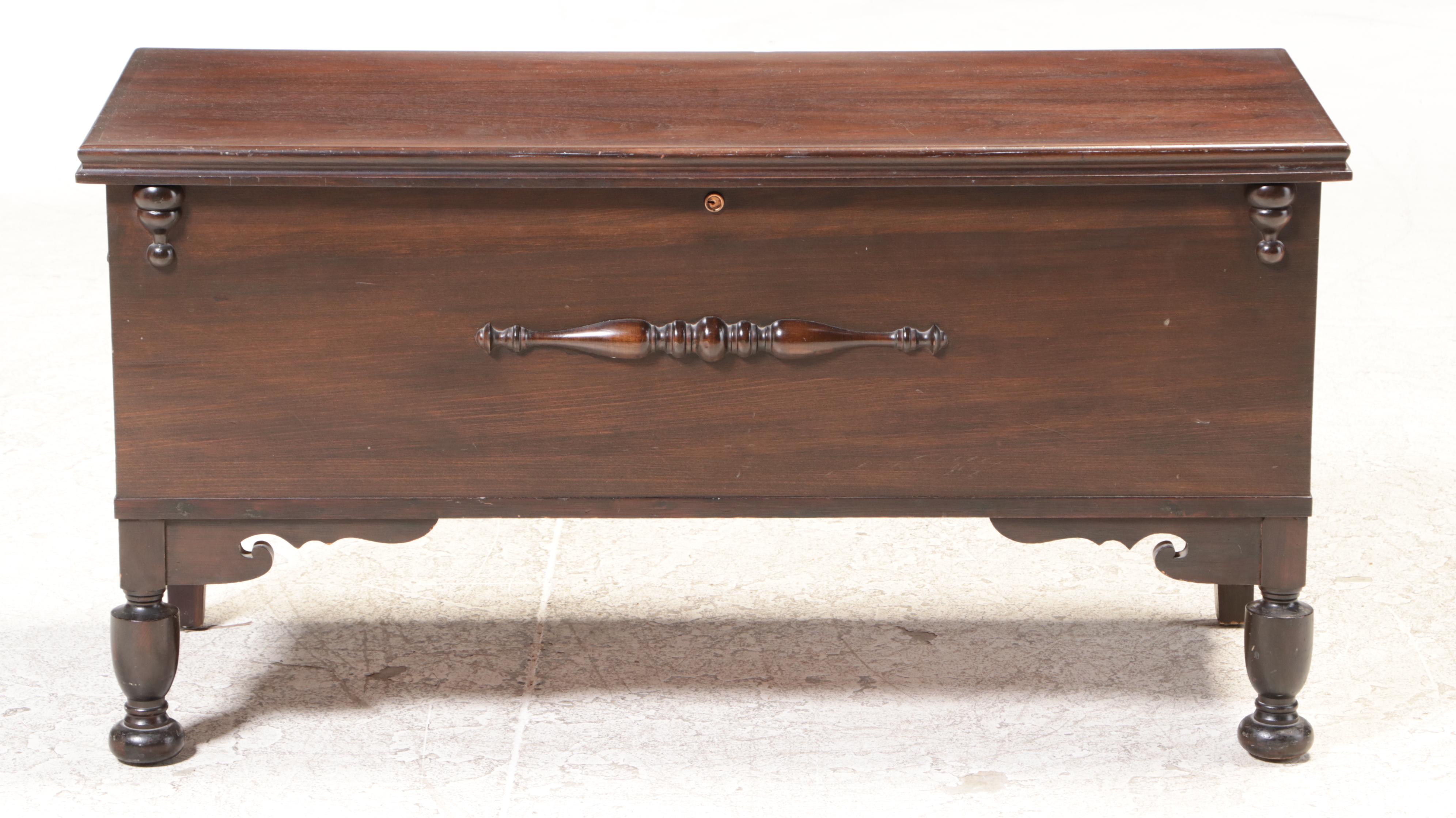 Continental Desk Jacobean Revival Walnut and Cedar Trunk