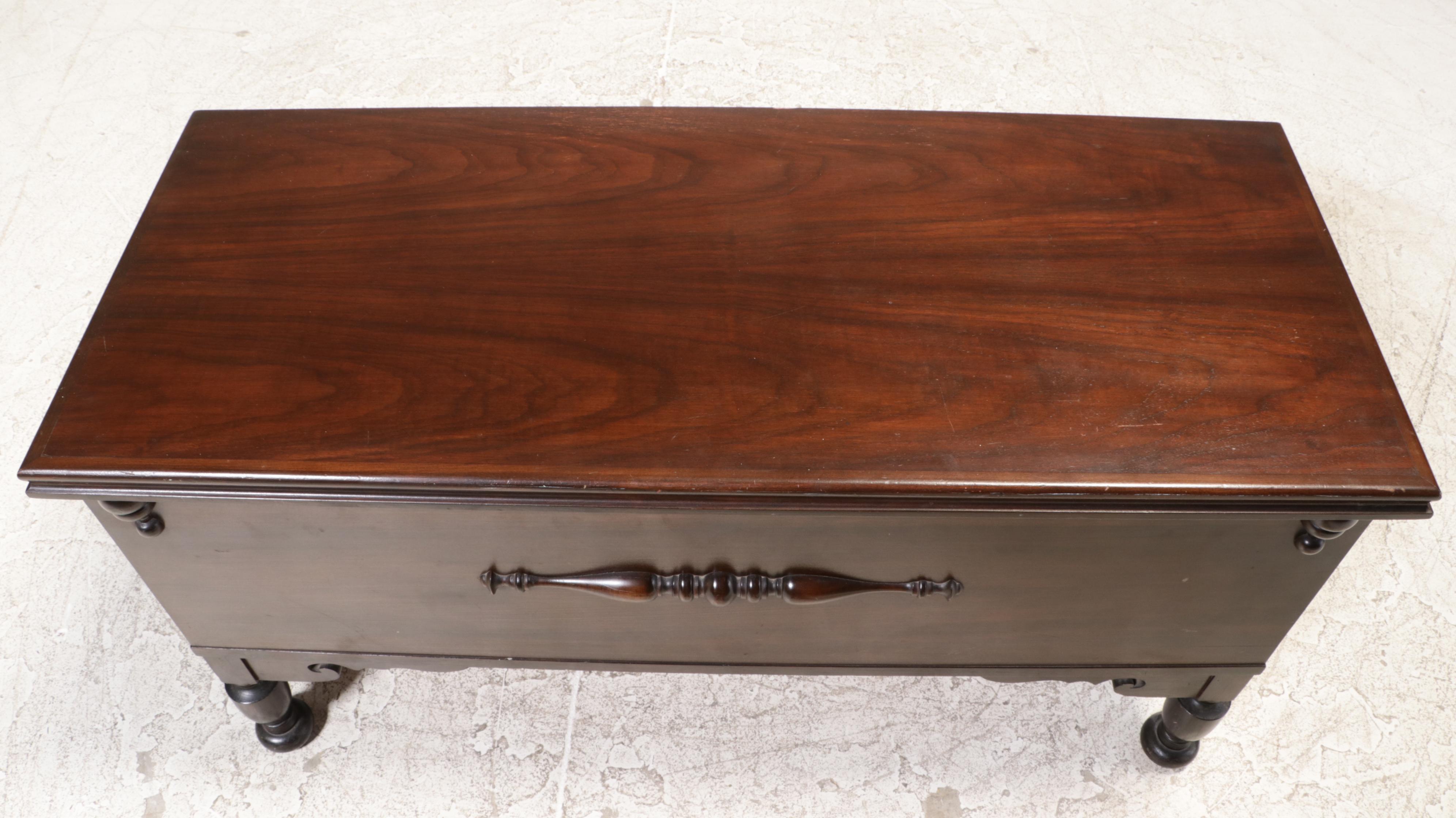 Continental Desk Jacobean Revival Walnut and Cedar Trunk