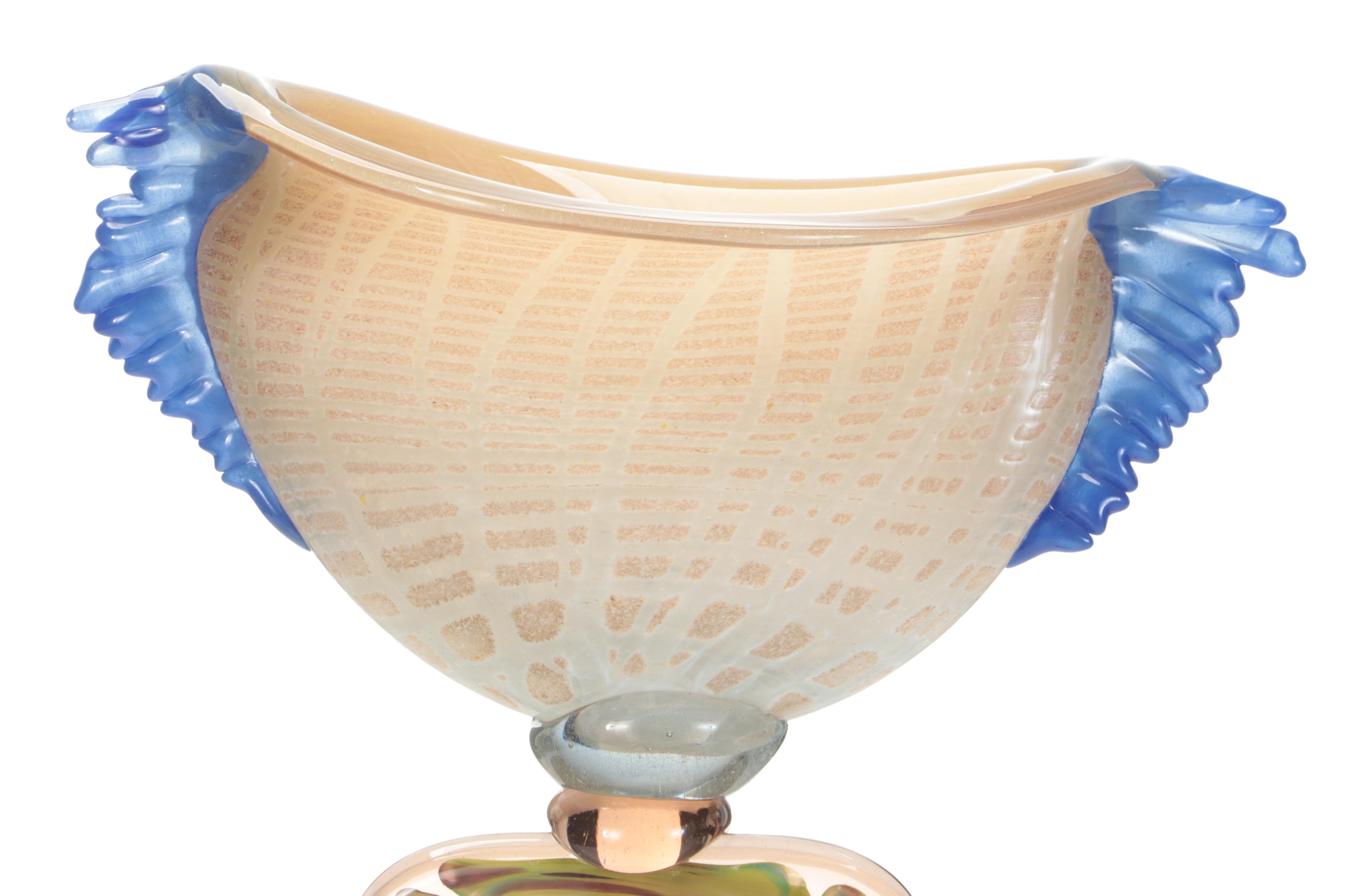 Pedestal Art Glass Sculptural Vase