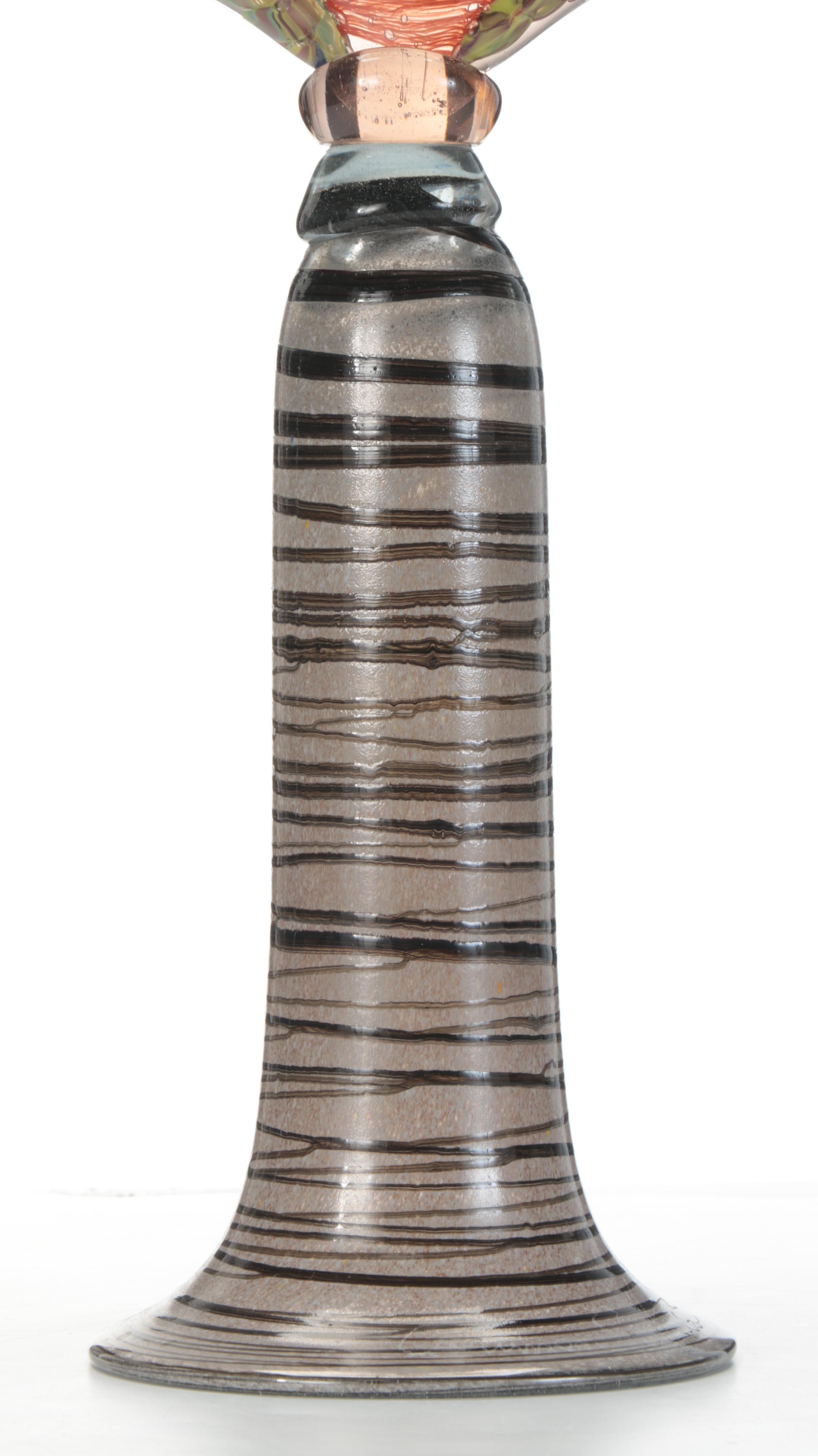 Pedestal Art Glass Sculptural Vase