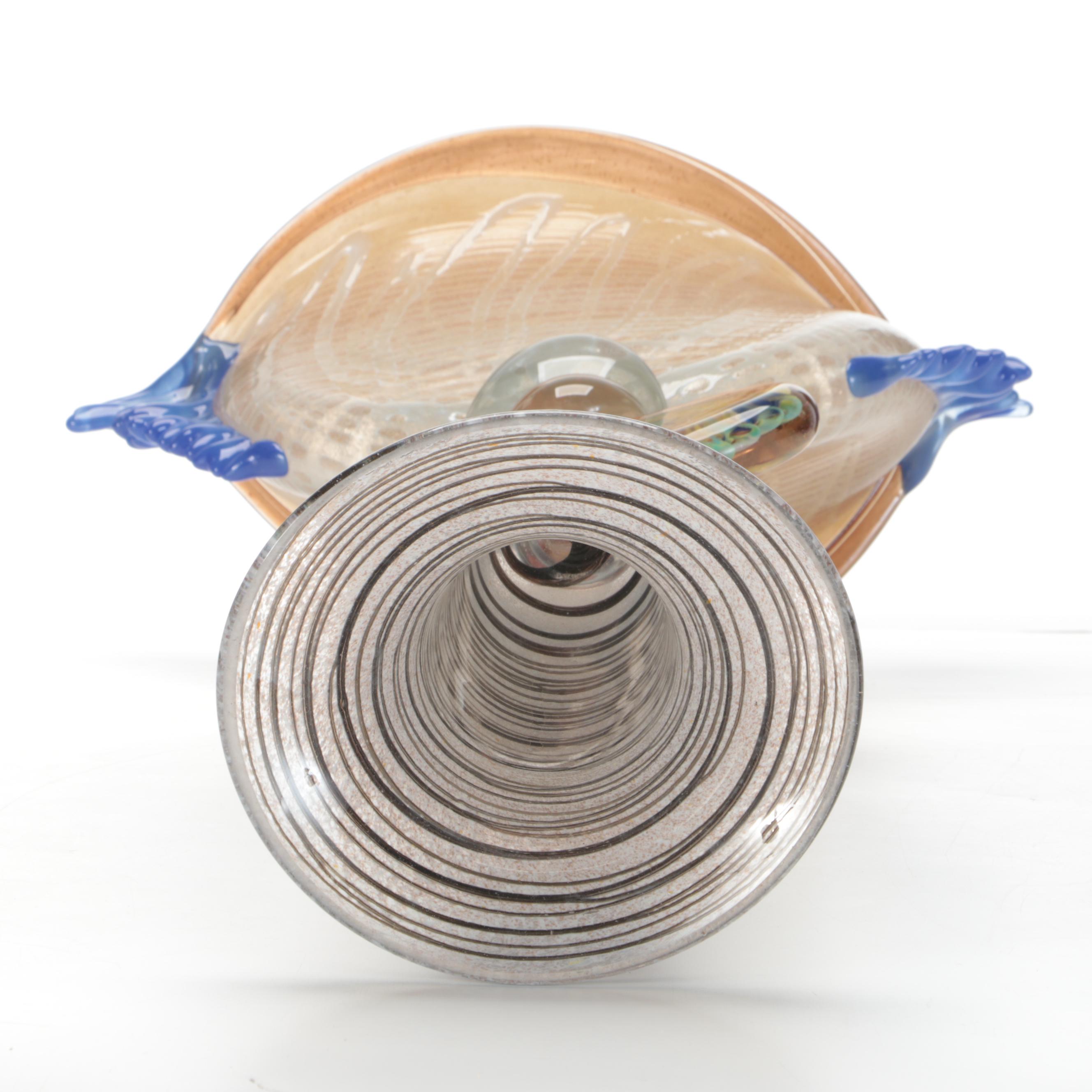 Pedestal Art Glass Sculptural Vase