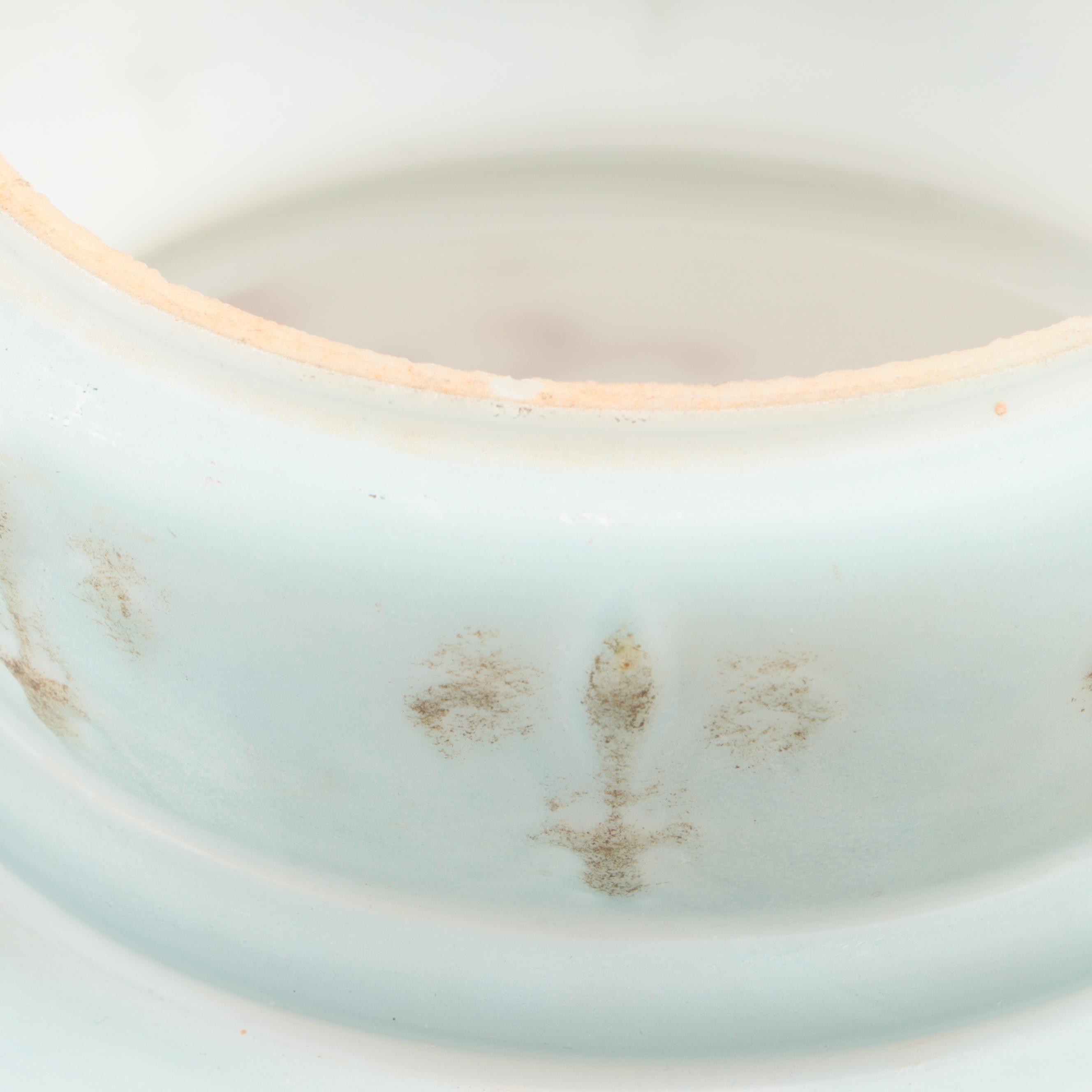 Hand-Painted Pressed Glass Parlor Oil Lamp