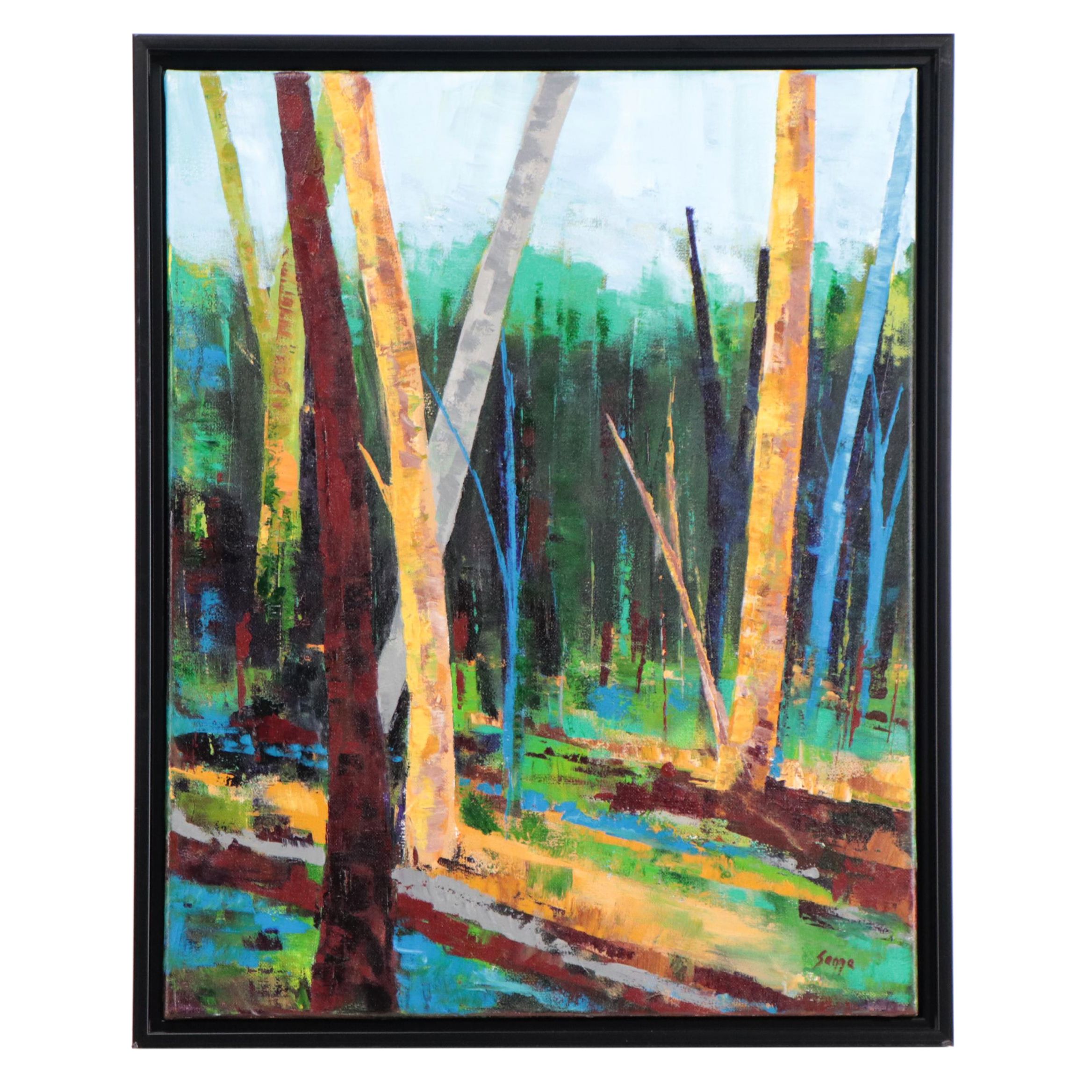 Sanna Acrylic Painting "Quiet Sunday," 21st Century