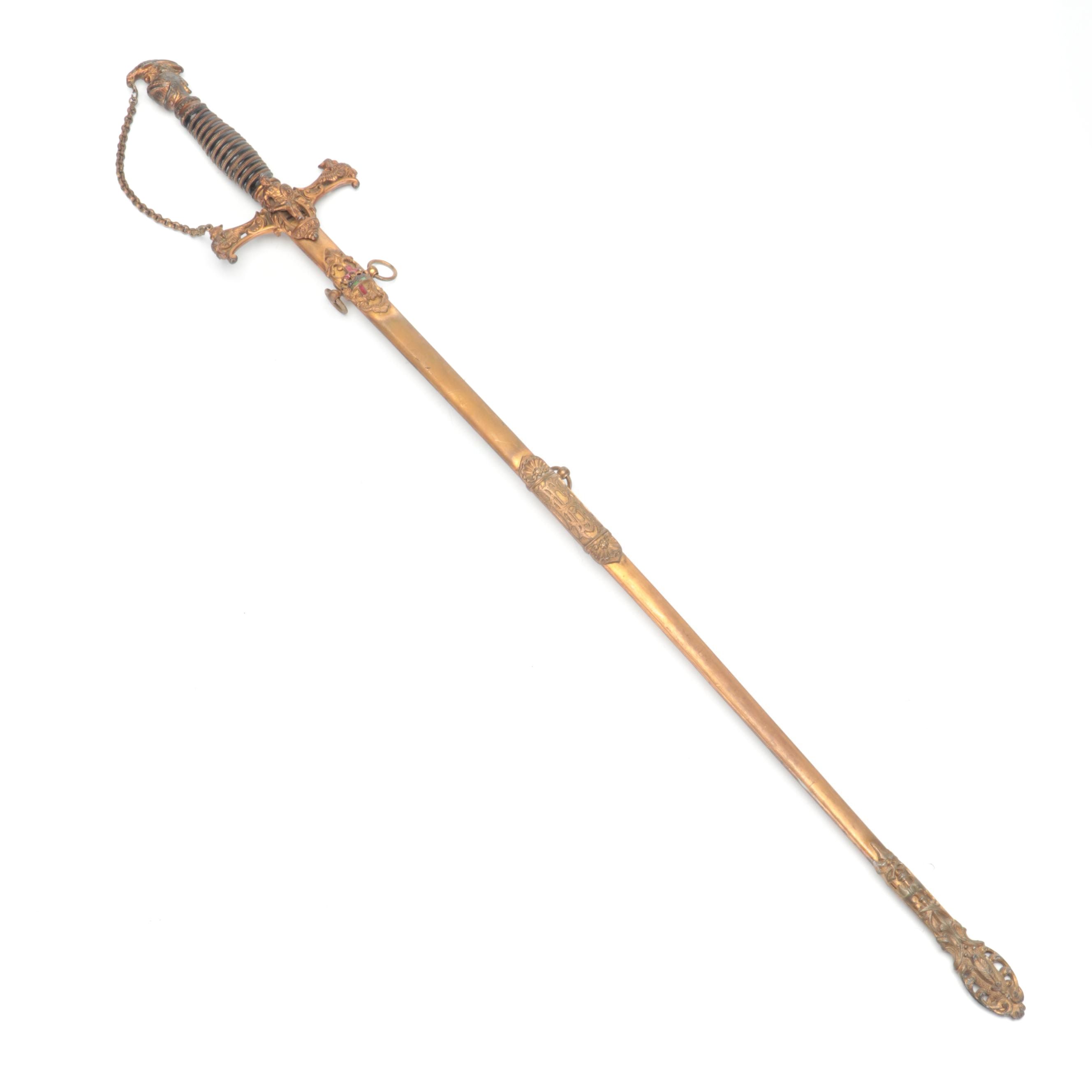 Masonic Knights Templar Ceremonial Sword and Sheath, Early 20th Century