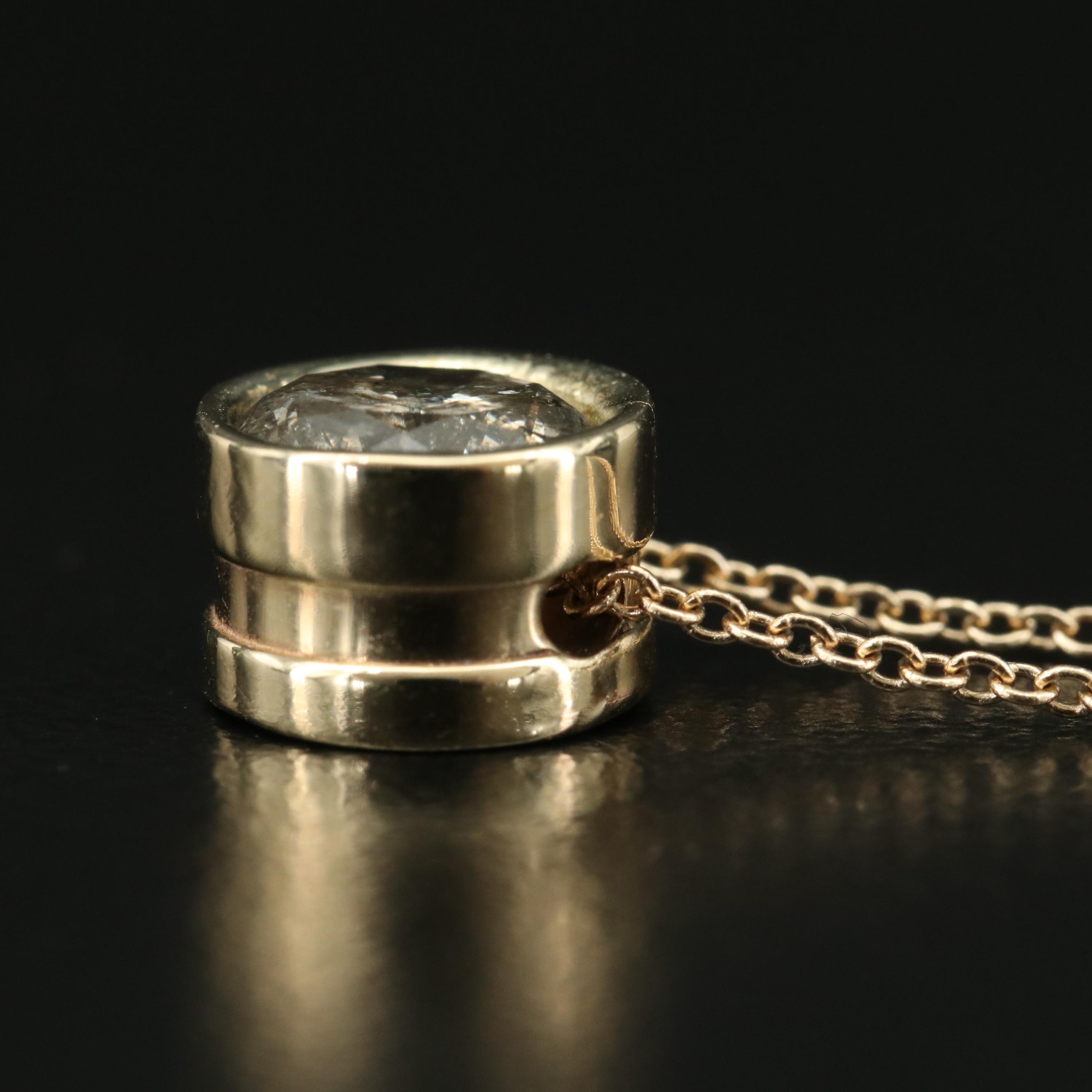 14K 1.41 CT Diamond Solitaire Pendant Necklace