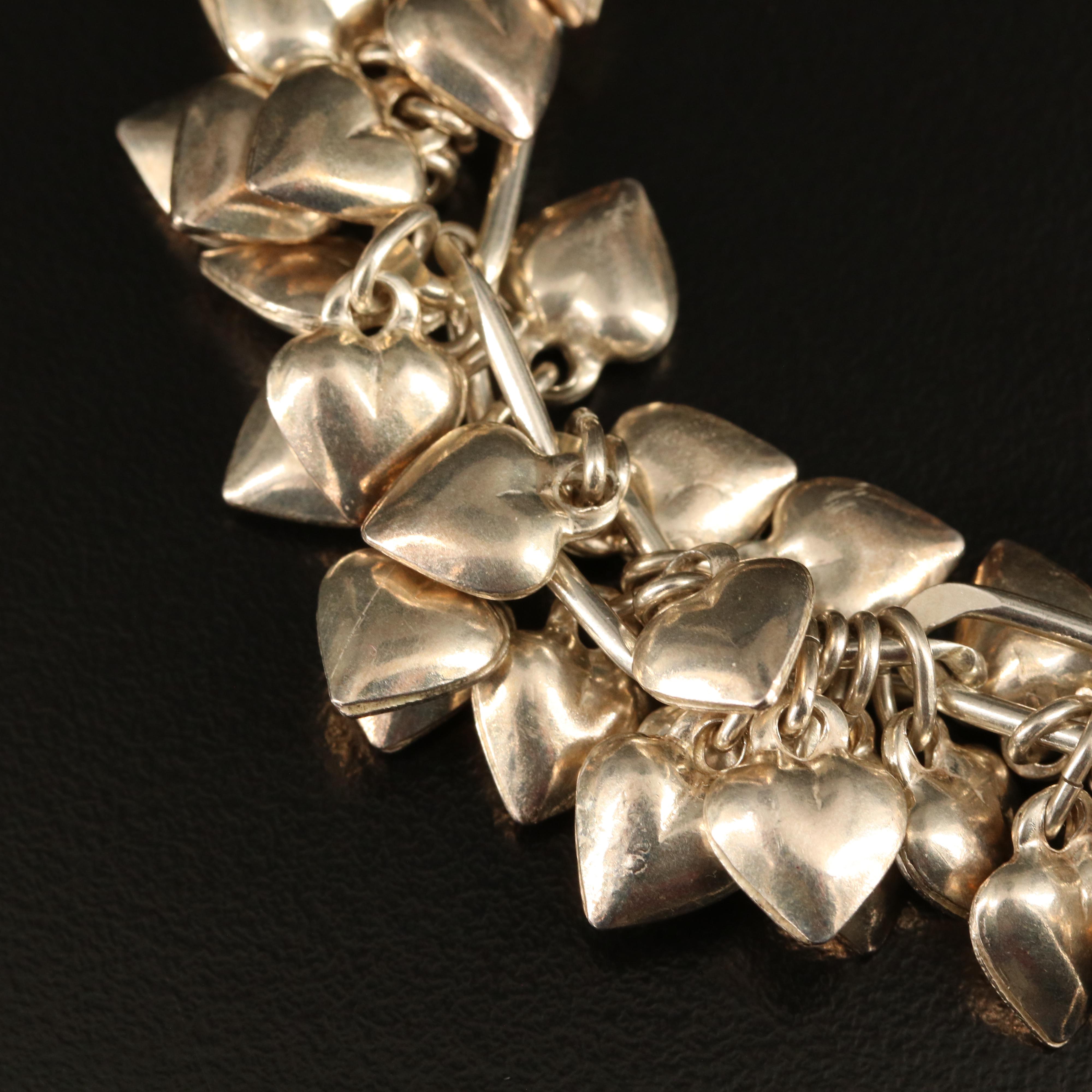 Sterling Puff Heart Charm Bracelet