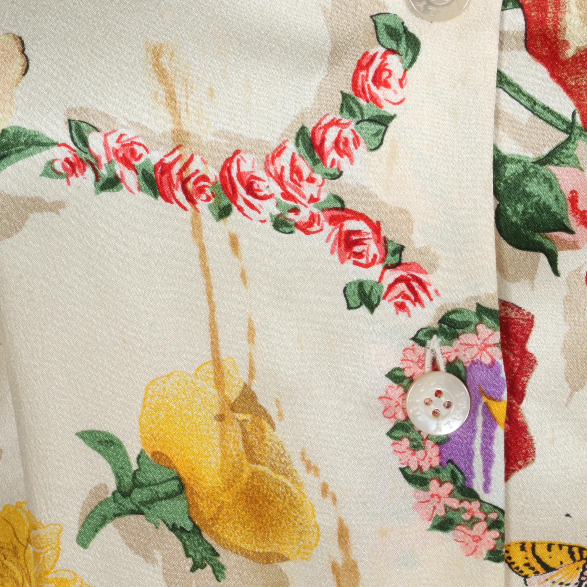 Gucci Cap Sleeve Blouse in Floral and Insect Print Silk