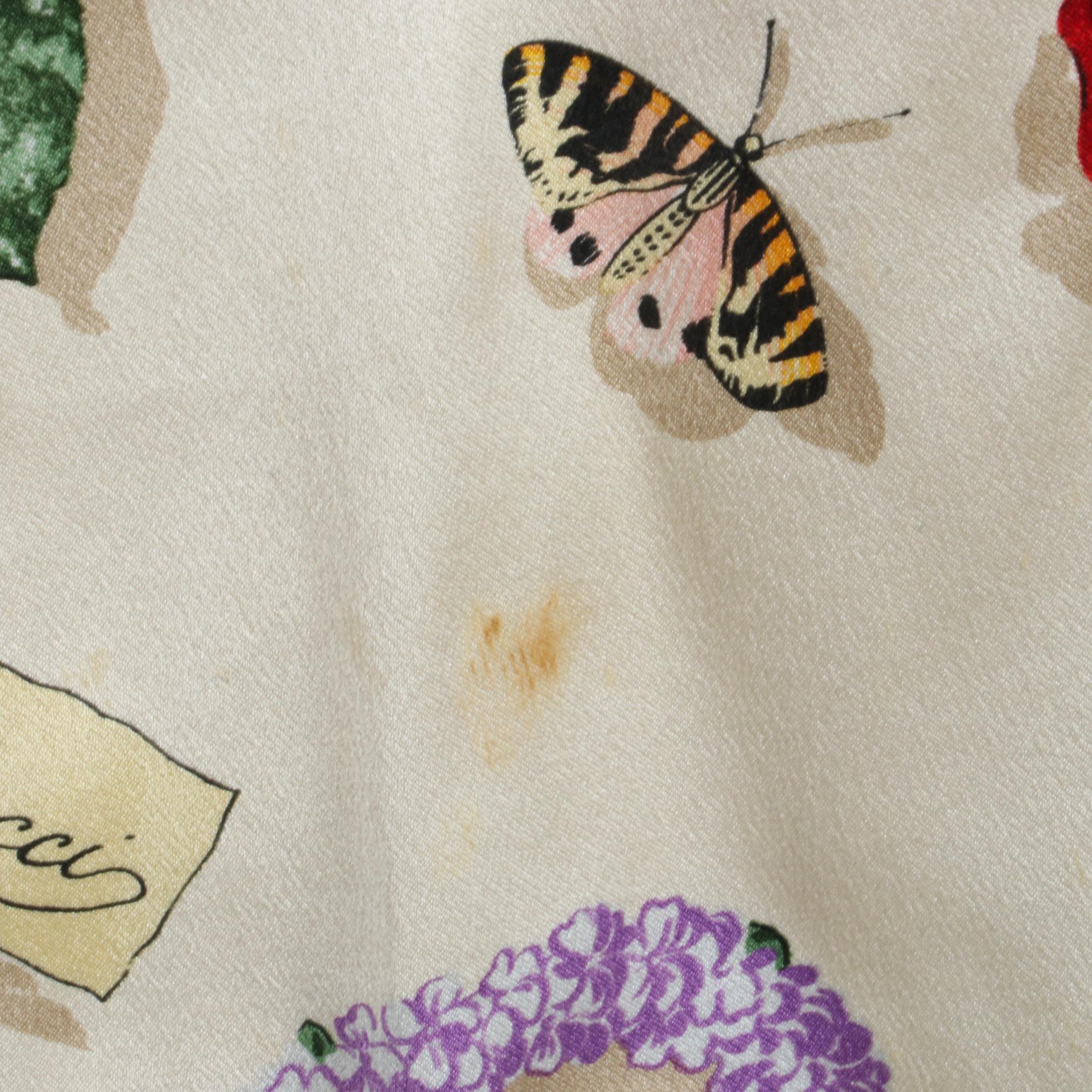 Gucci Cap Sleeve Blouse in Floral and Insect Print Silk