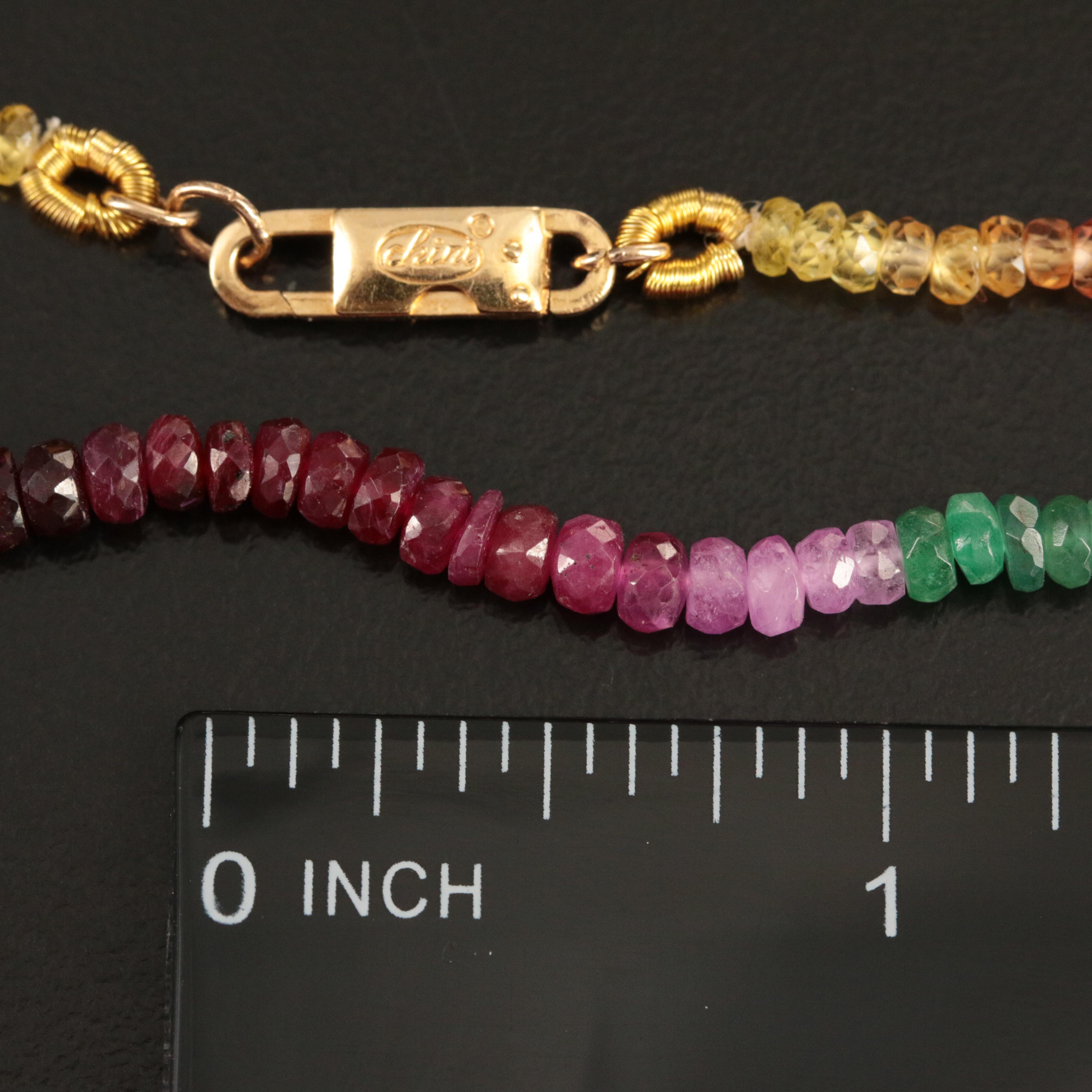 Sapphire, Ruby and Emerald Necklace with 18K Clasp