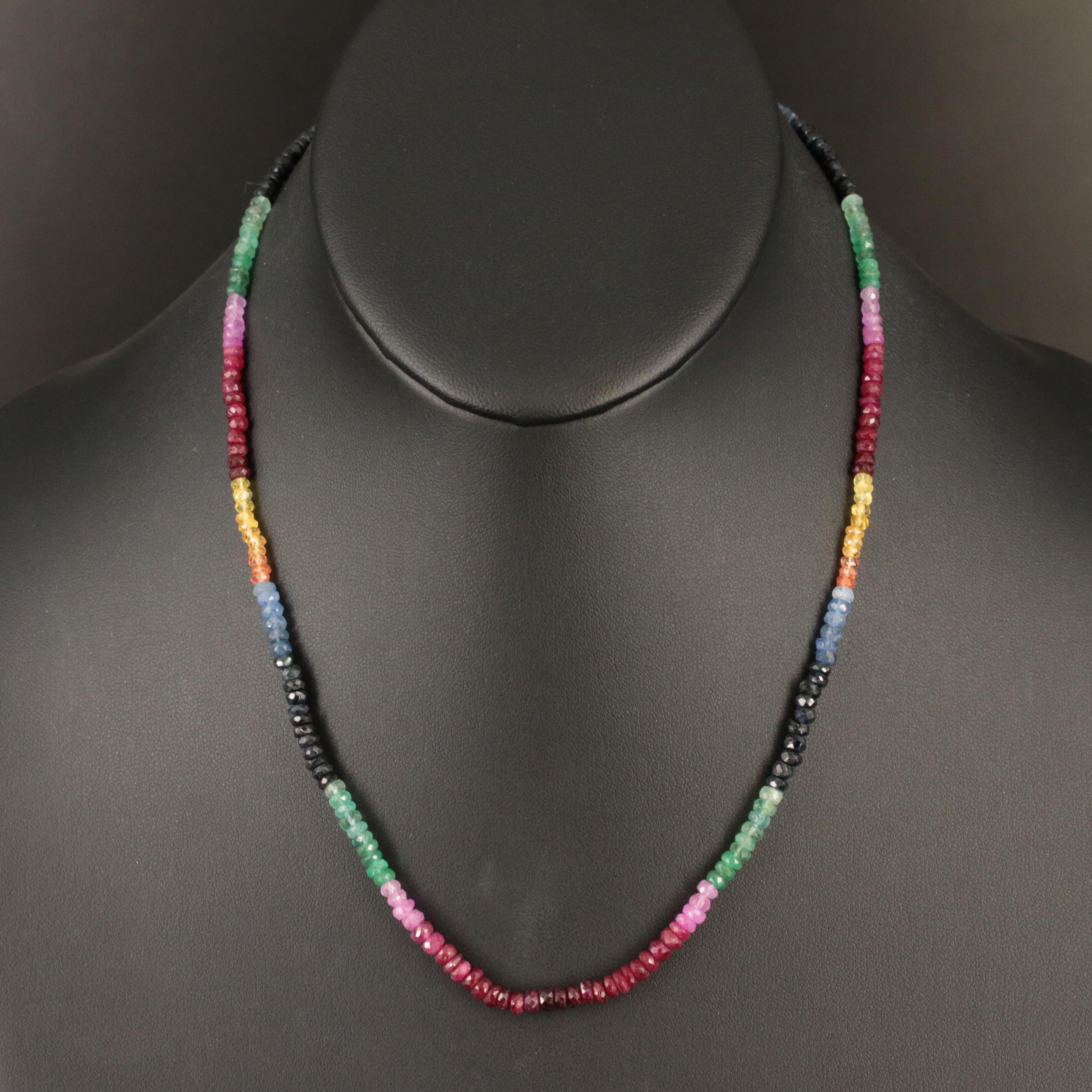 Sapphire, Ruby and Emerald Necklace with 18K Clasp