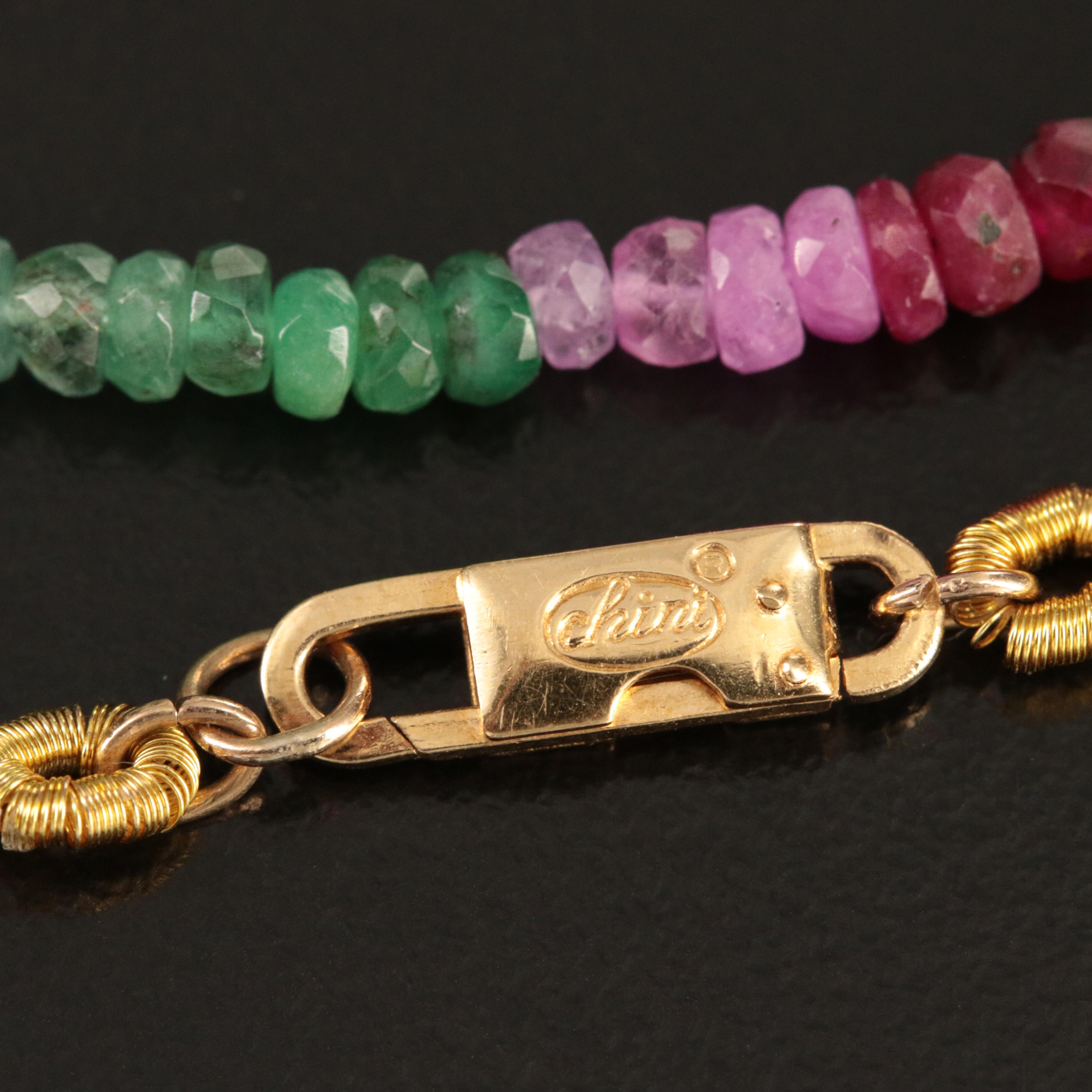 Sapphire, Ruby and Emerald Necklace with 18K Clasp