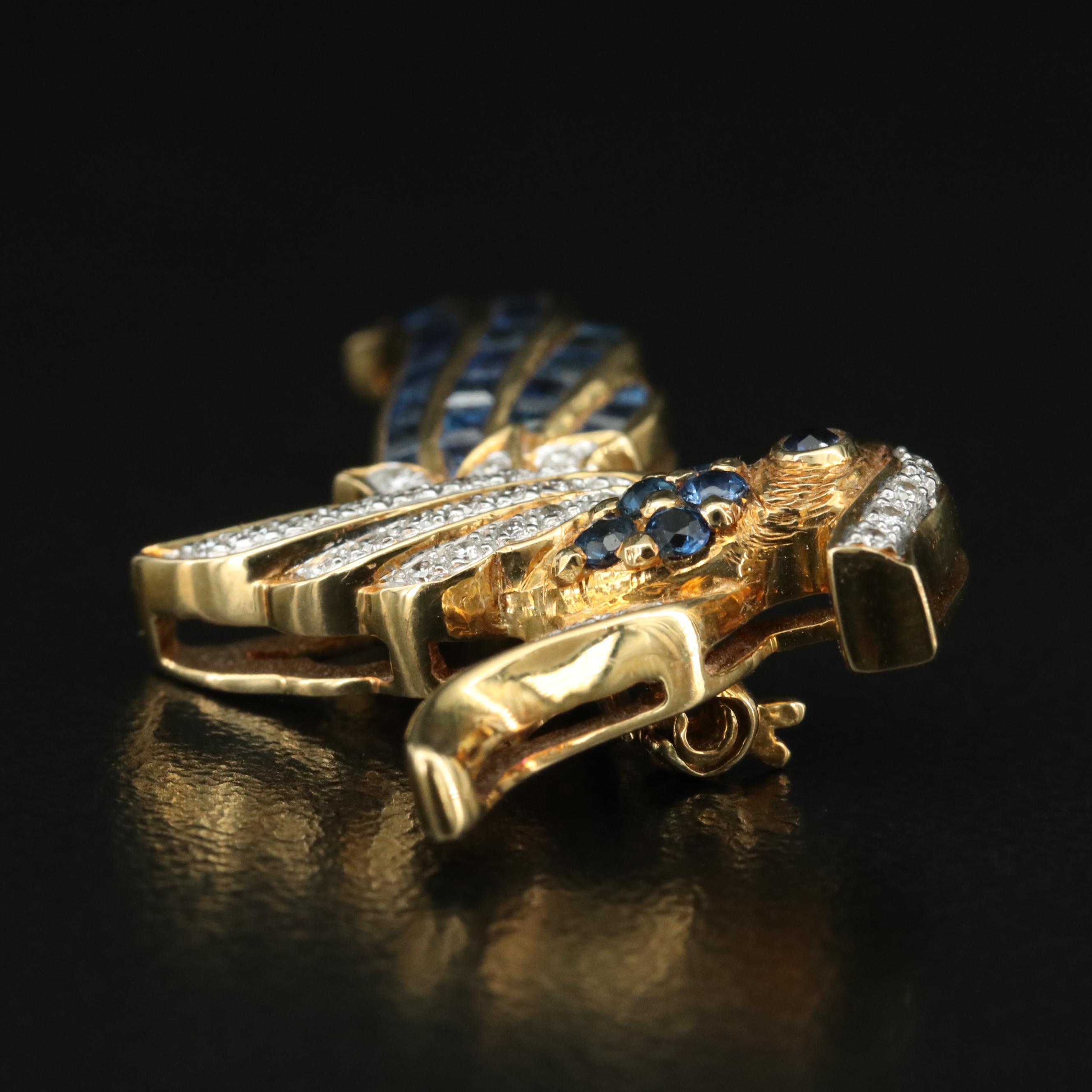 18K Sapphire and Diamond Bird of Paradise Brooch