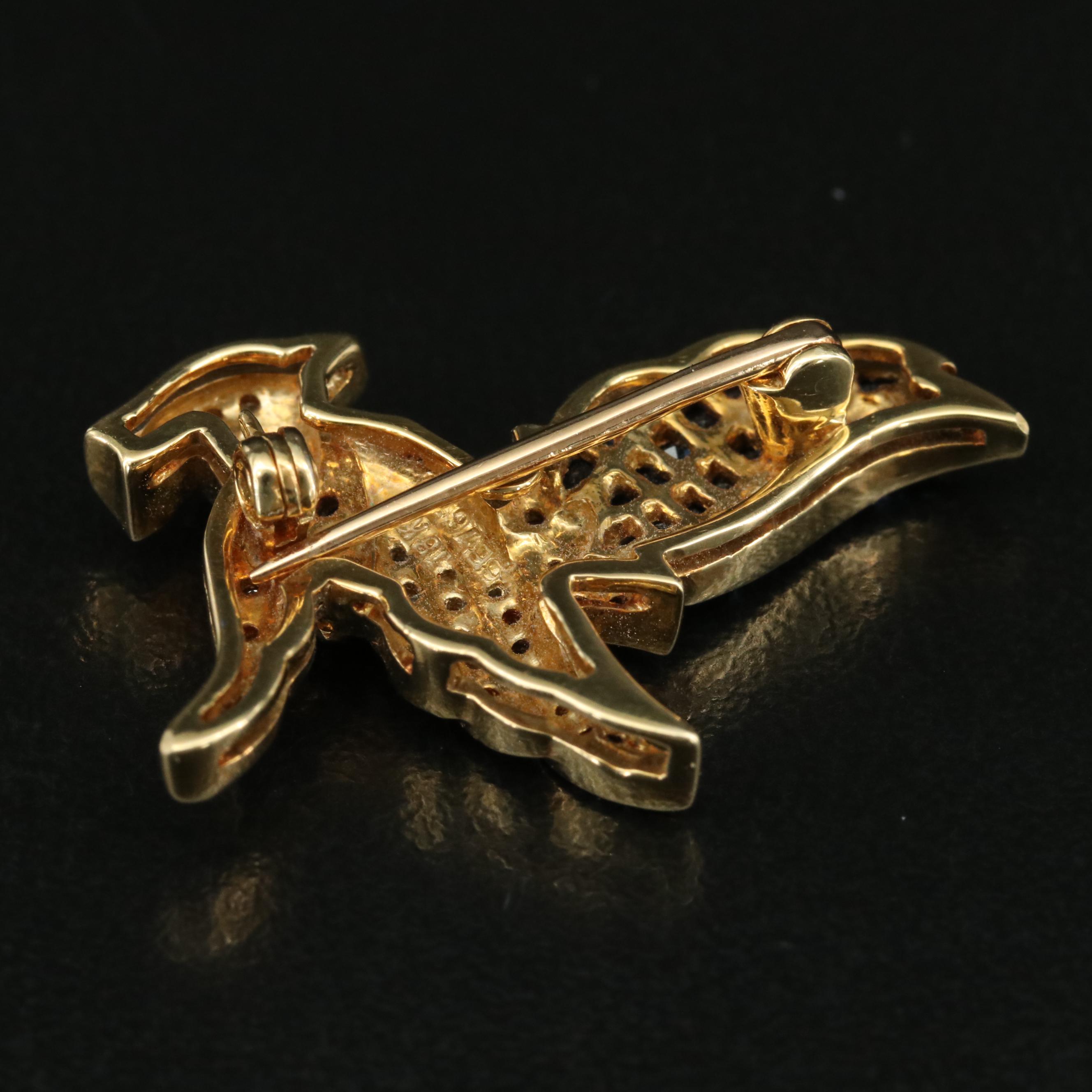 18K Sapphire and Diamond Bird of Paradise Brooch