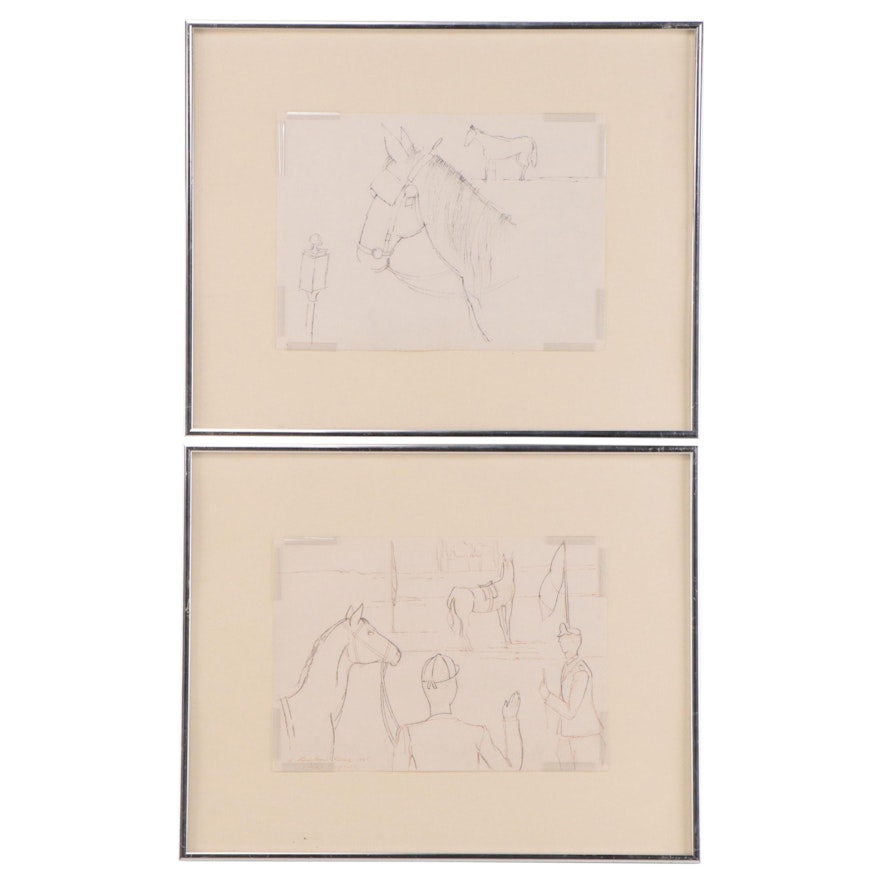 Walter Stomps Pen and Ink Equestrian Drawings, Circa 1961
