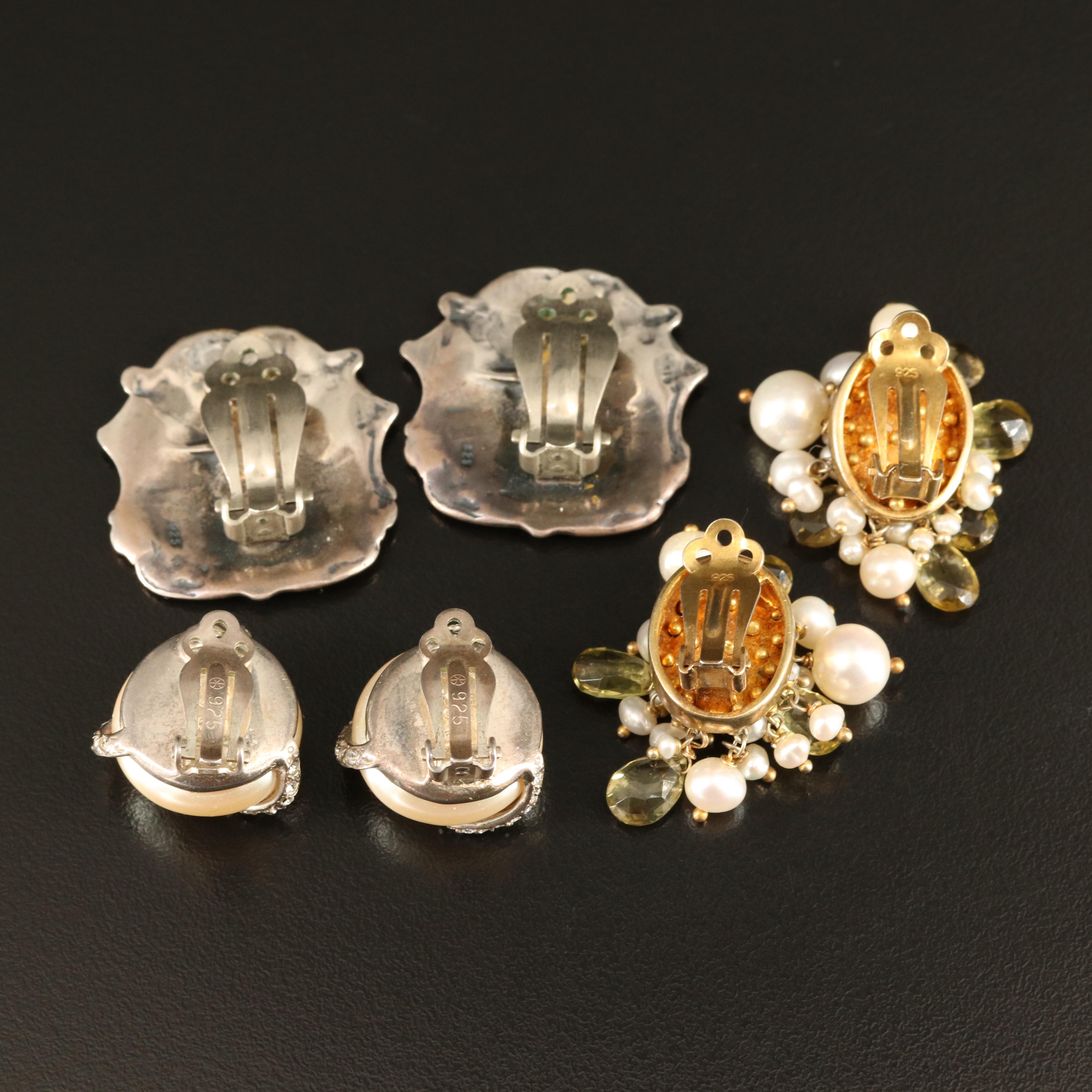 Sterling and Gemstone Earrings Including Lovebirds