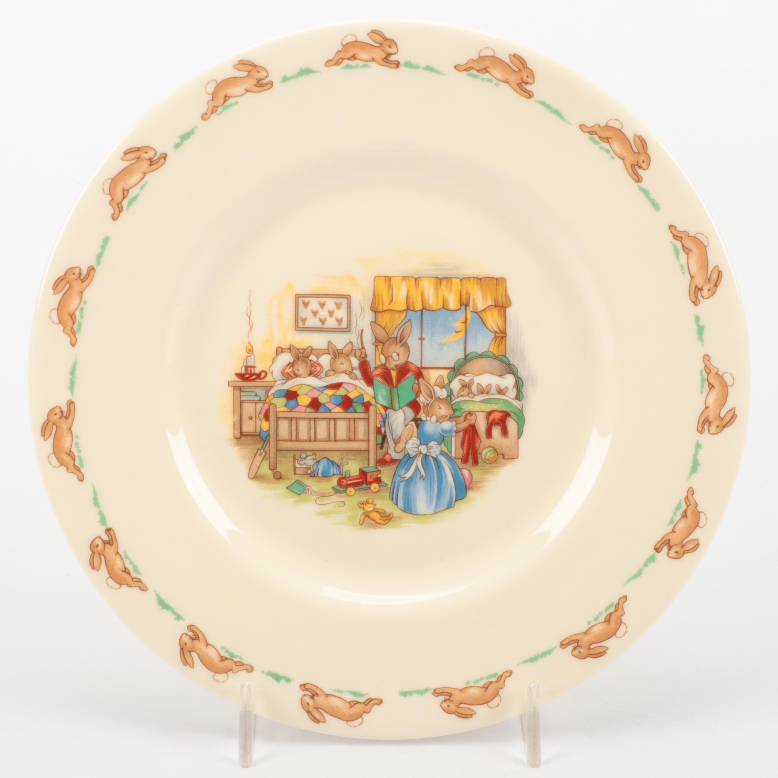 Royal Doulton "Bunnkins" Plate and Mug with Cottage Teapot and Egg Cups