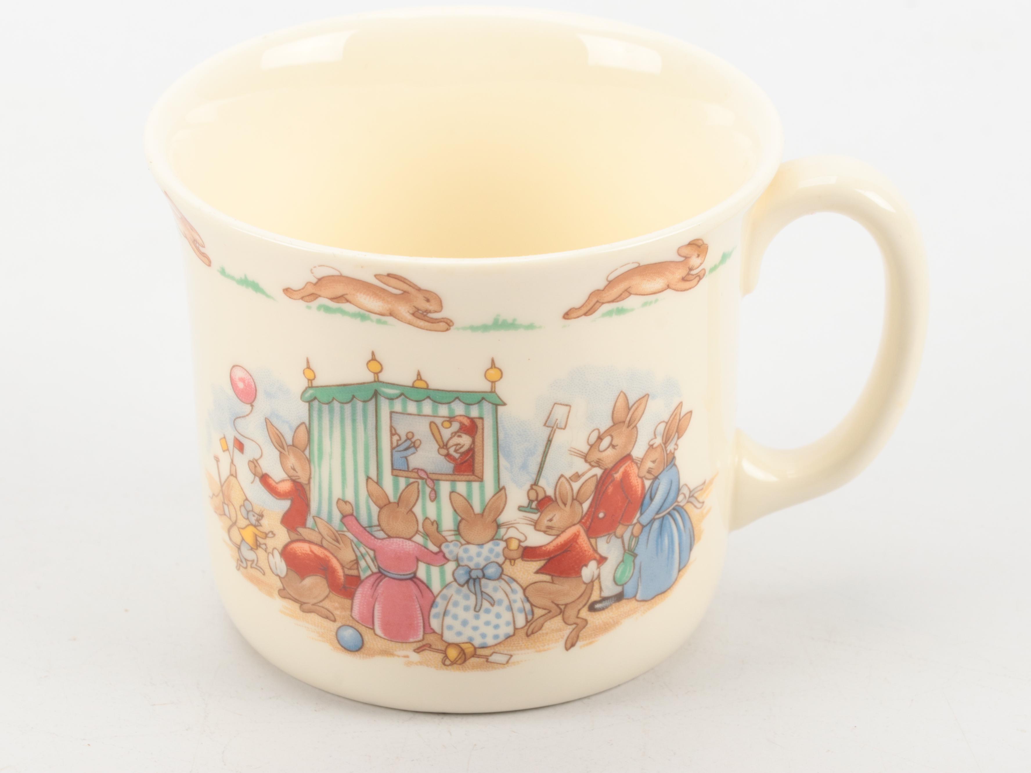 Royal Doulton "Bunnkins" Plate and Mug with Cottage Teapot and Egg Cups