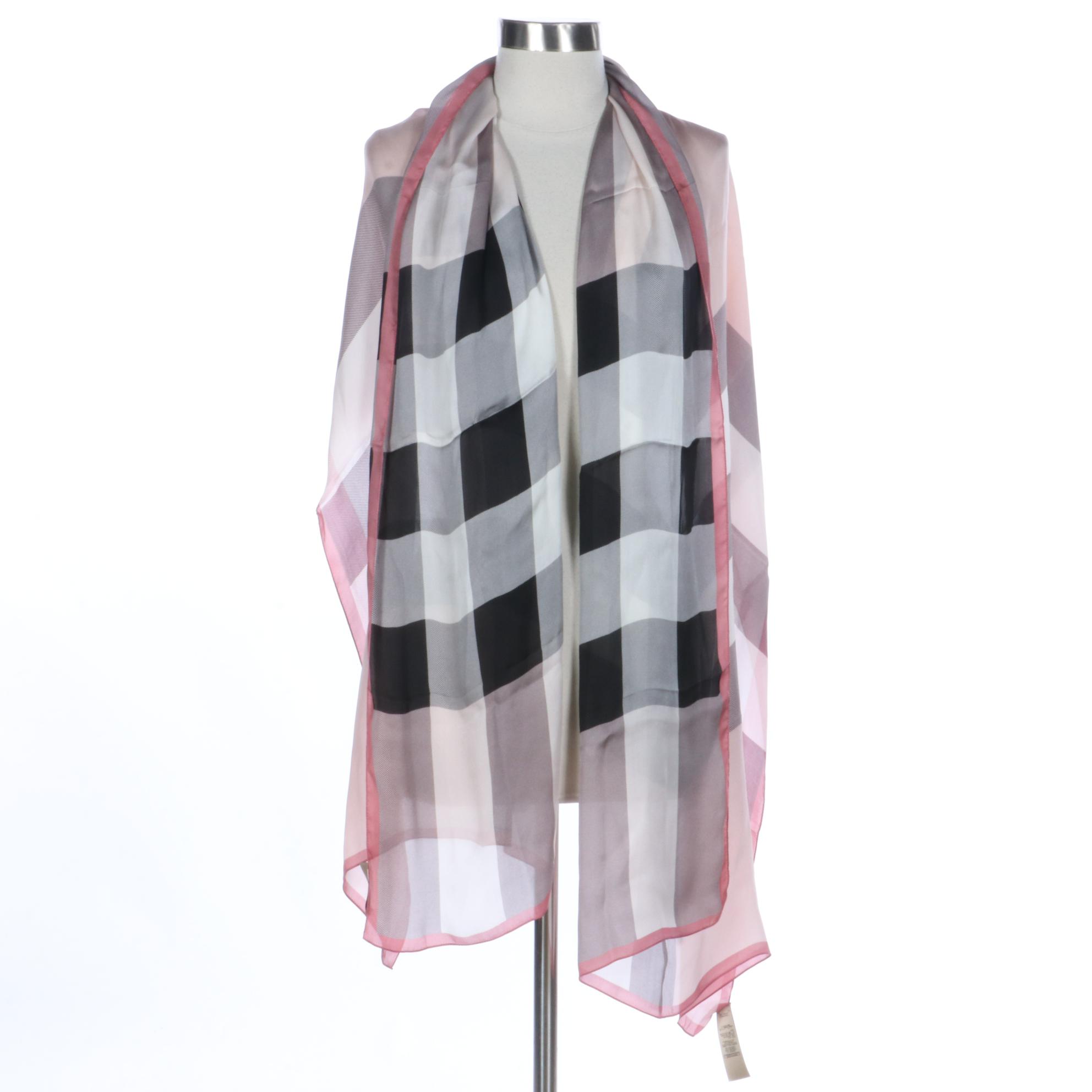 Burberry Plaid Silk Scarf Wrap