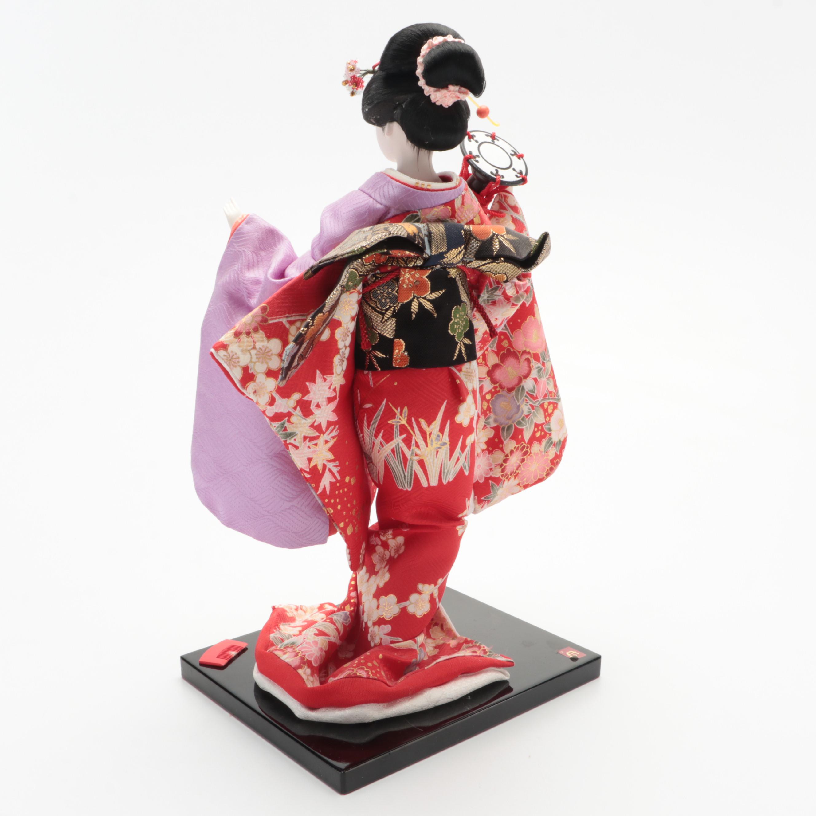 Japanese Silk and Composition Geisha Ningyo Doll