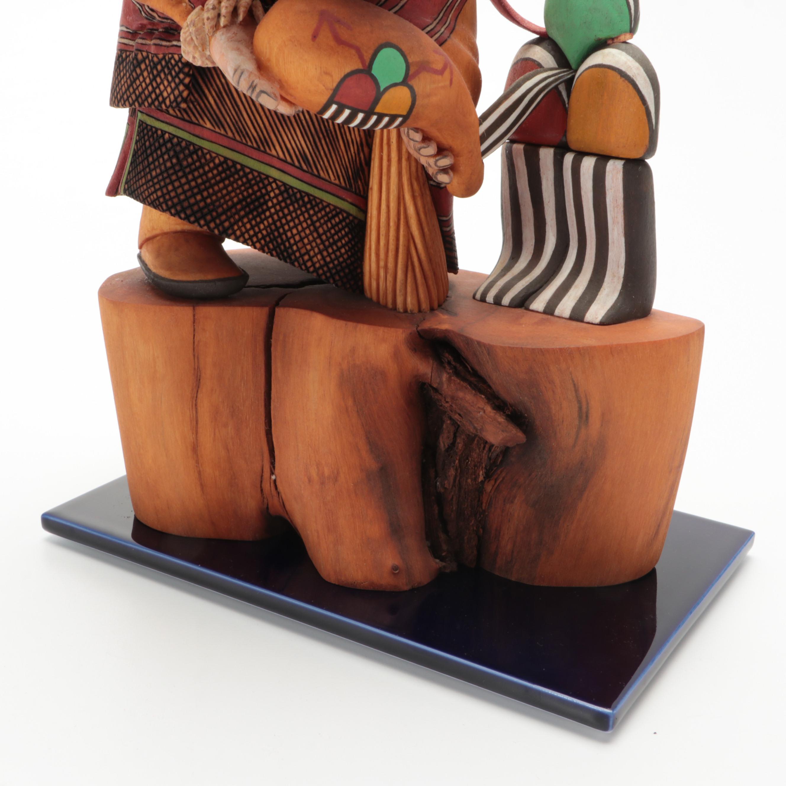 Southwest Polychrome Hand-Painted Carved Wood Hahay-i wu-uti Kachina Doll