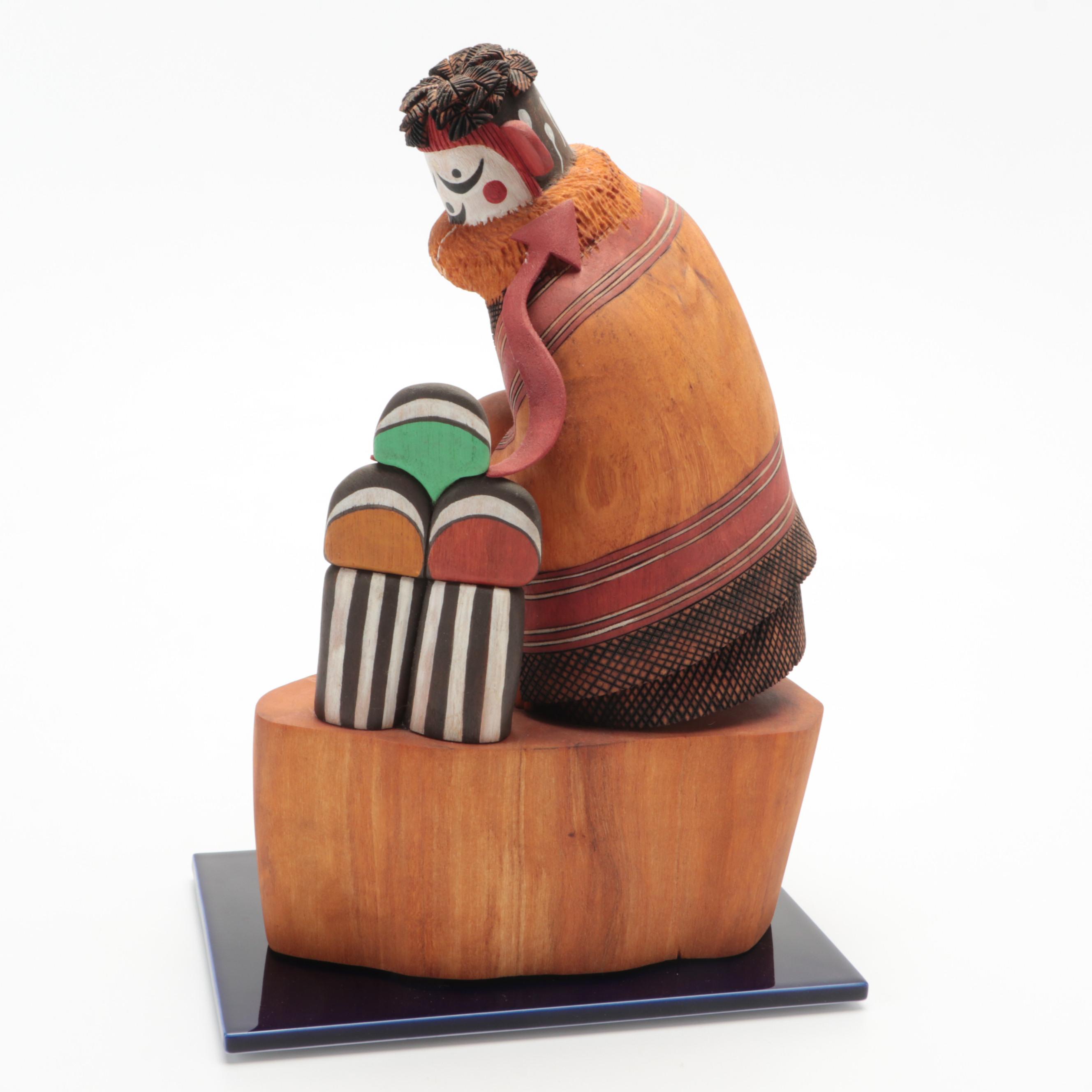 Southwest Polychrome Hand-Painted Carved Wood Hahay-i wu-uti Kachina Doll