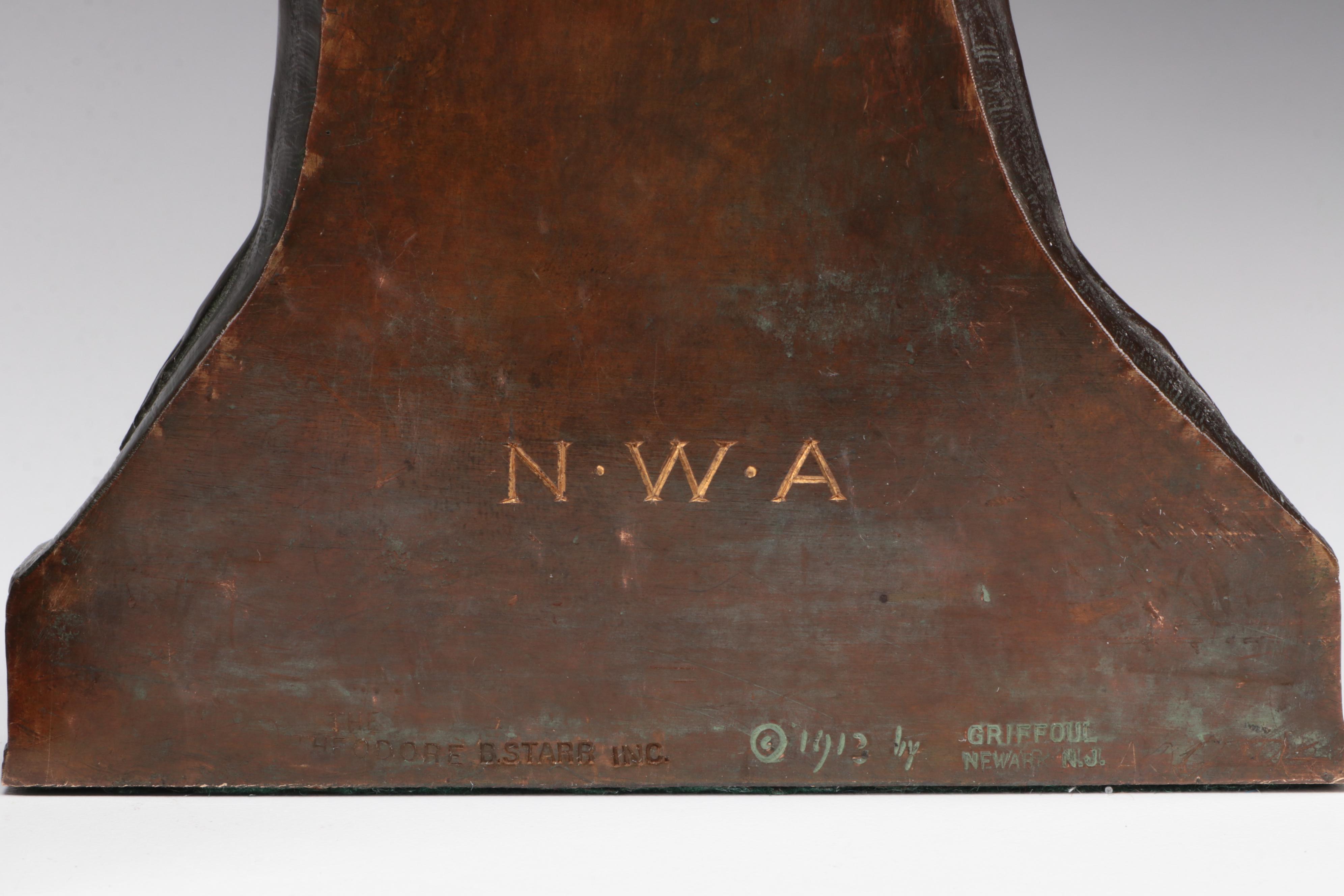 Pair of Egyptian Revival M. Peinlich Sc. Bronze Bookends, 1913