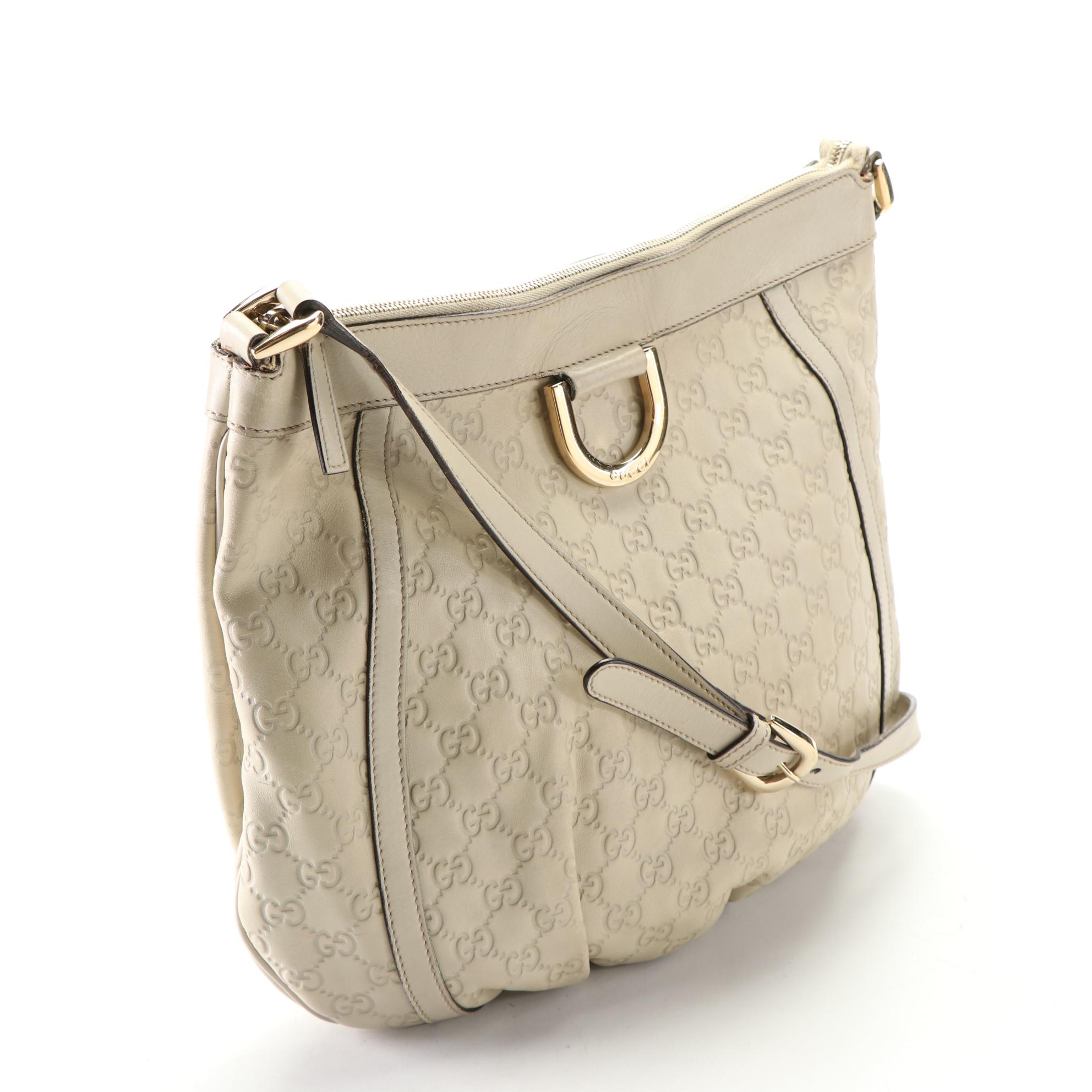 Gucci Abbey Shoulder Bag in GG Embossed and Smooth Leather