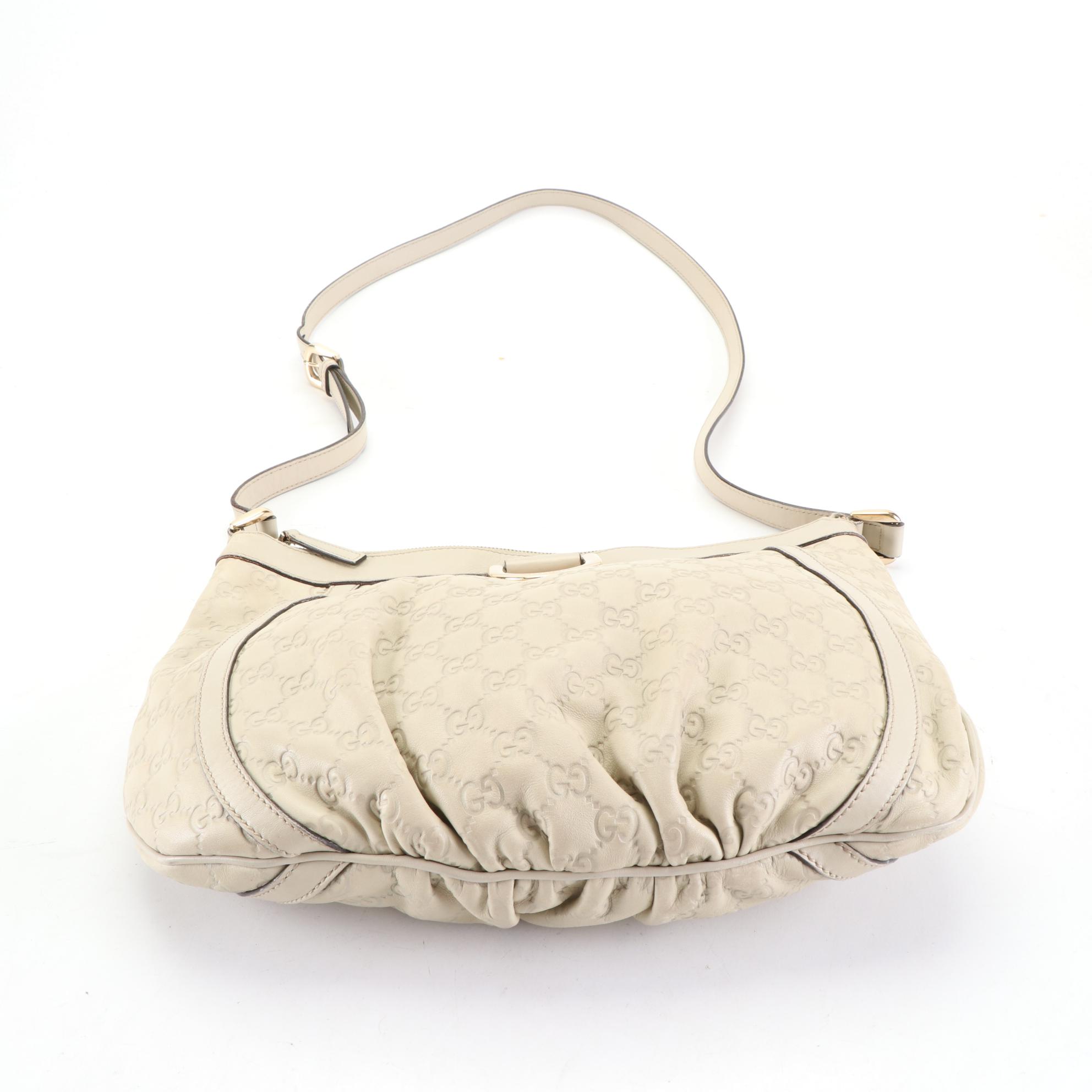 Gucci Abbey Shoulder Bag in GG Embossed and Smooth Leather