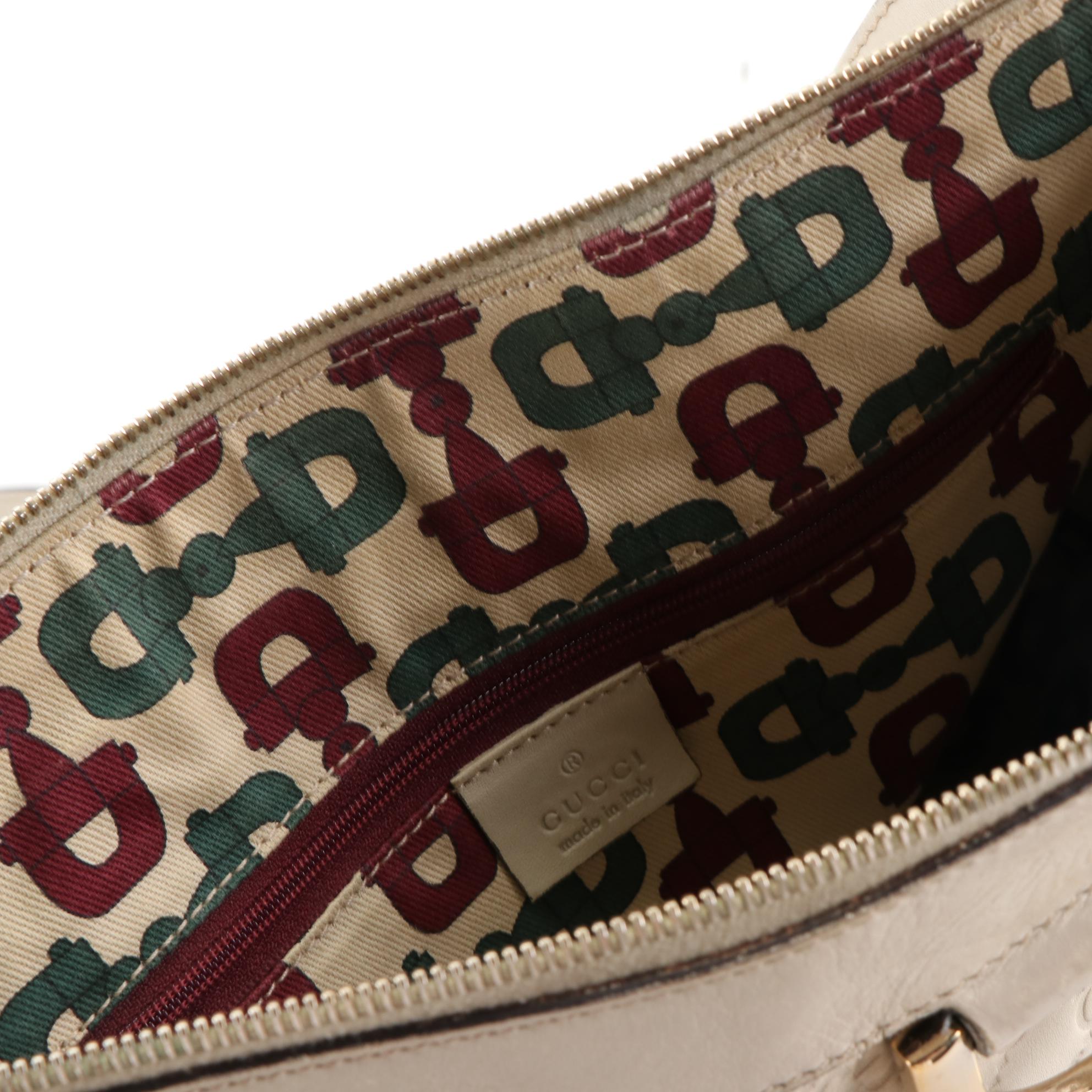 Gucci Abbey Shoulder Bag in GG Embossed and Smooth Leather